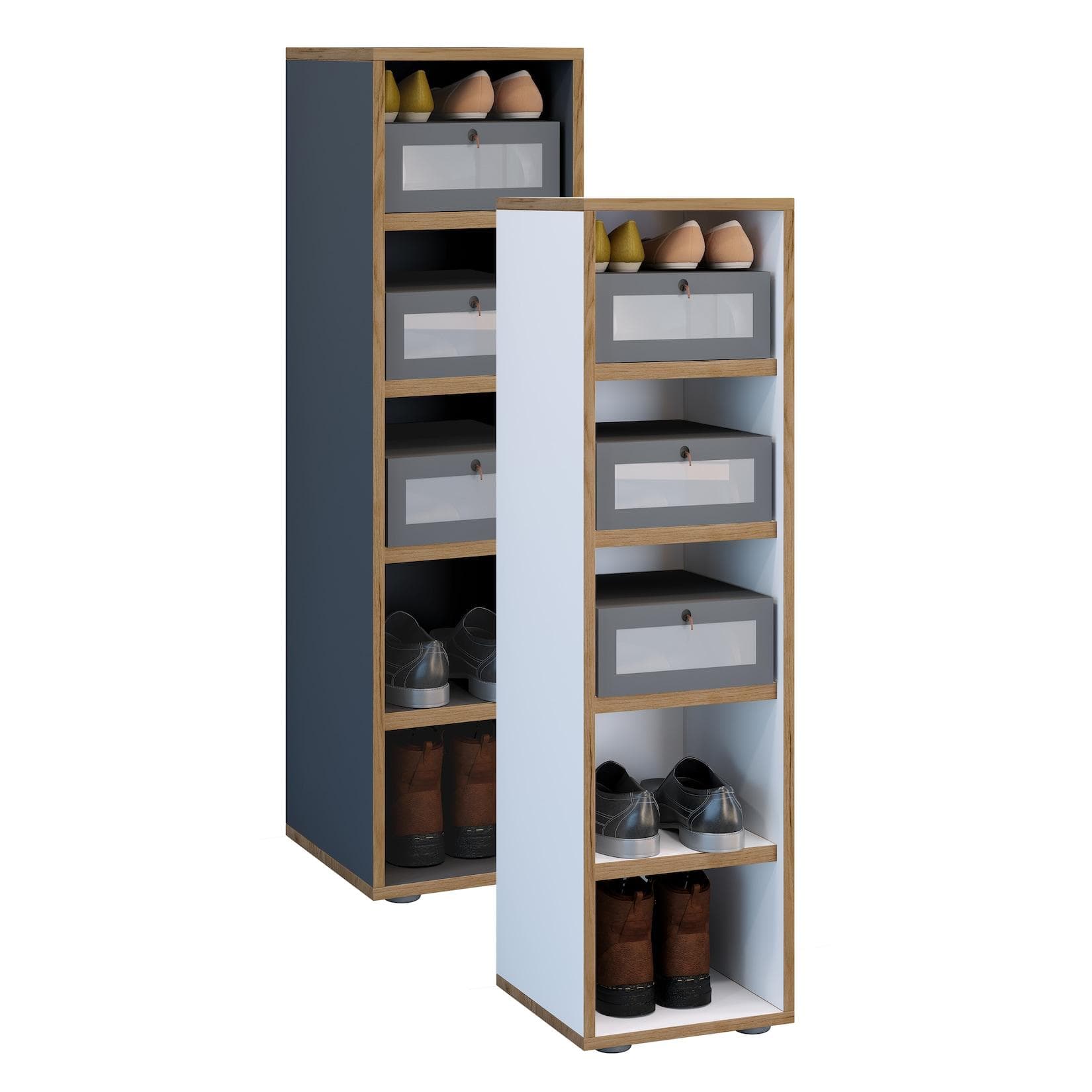 VCM Holz Schuhregal Salia Weiß 5 Fächer