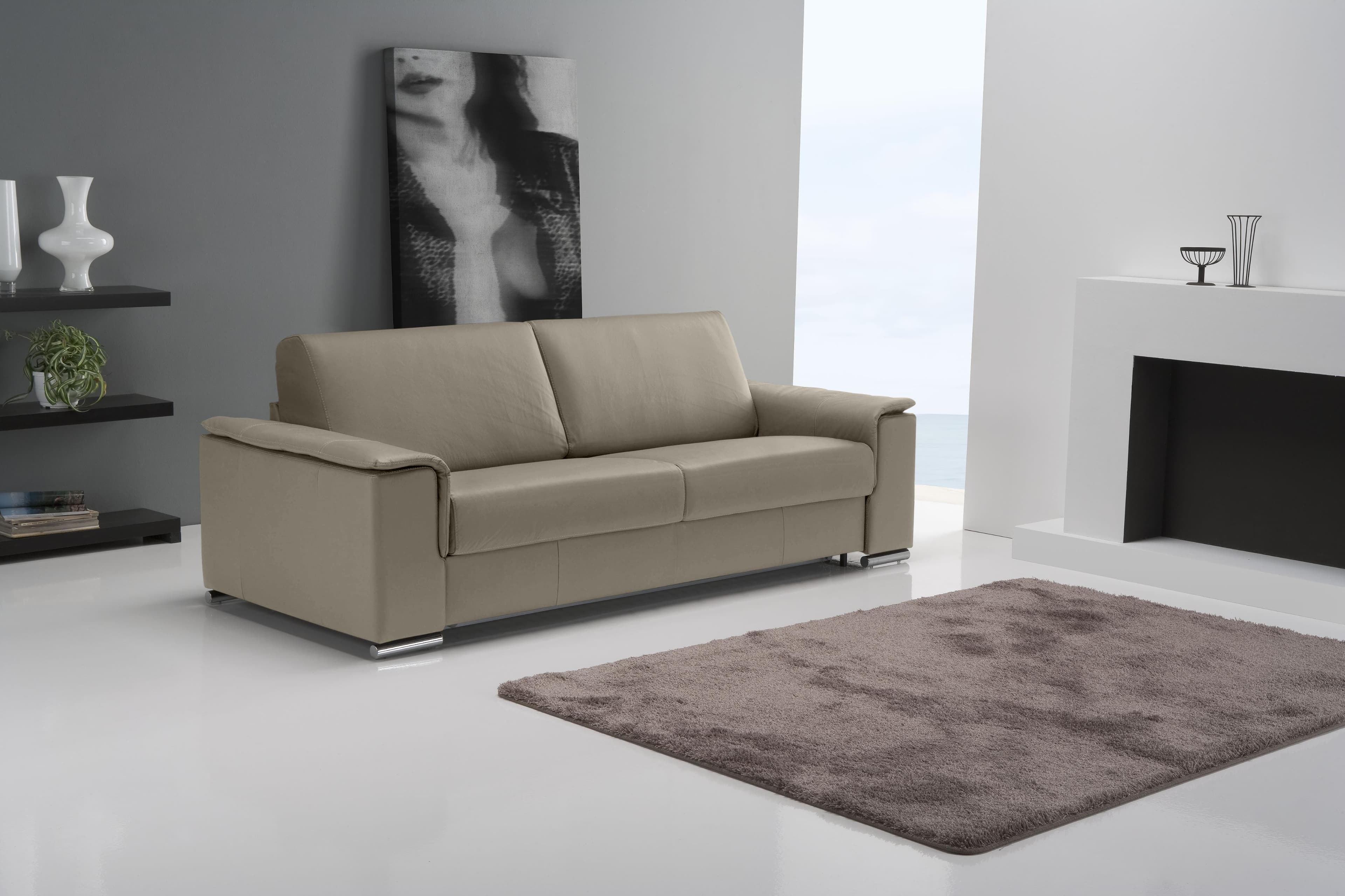 Egoitaliano Schlafsofa Cecilia Taupe Echtes Leder Modern