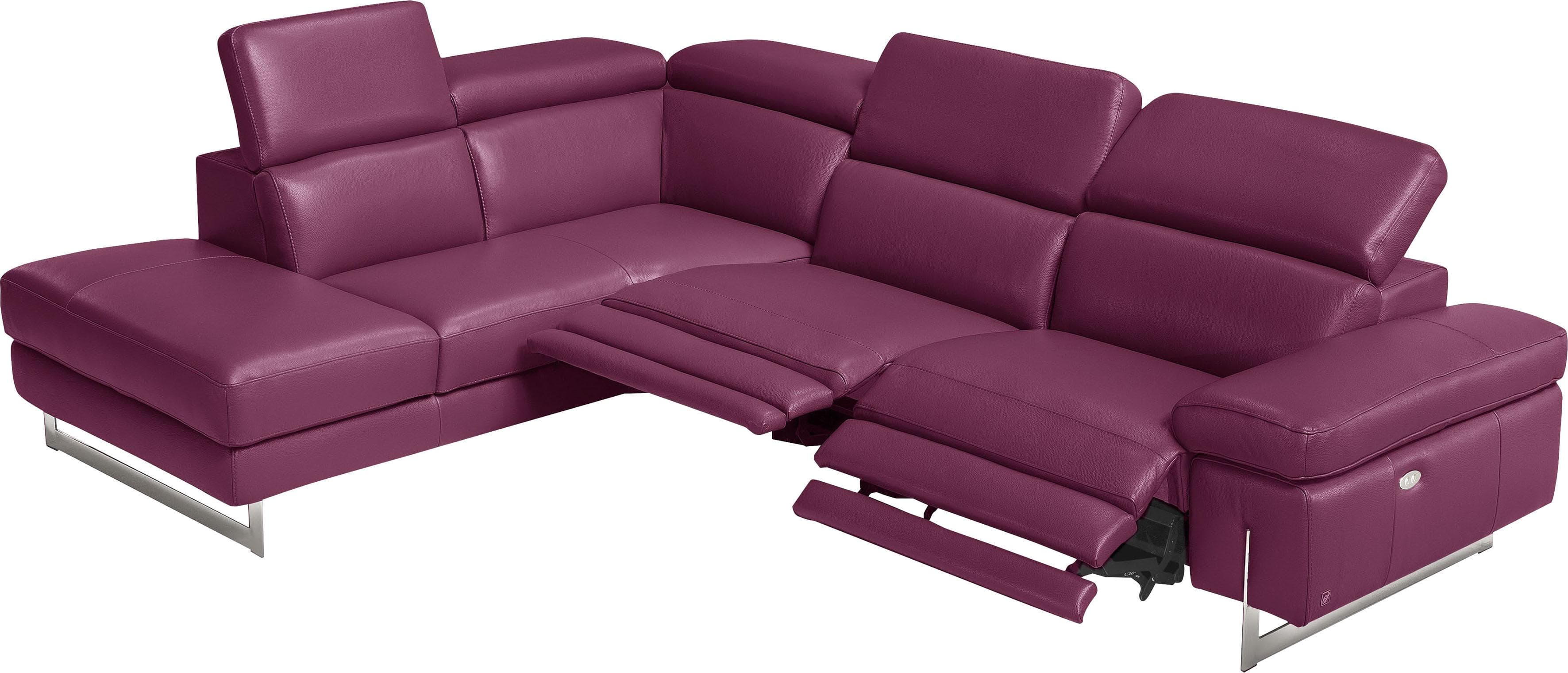 Egoitaliano Ecksofa Candice L-Form Rot Leder Relaxfunktion