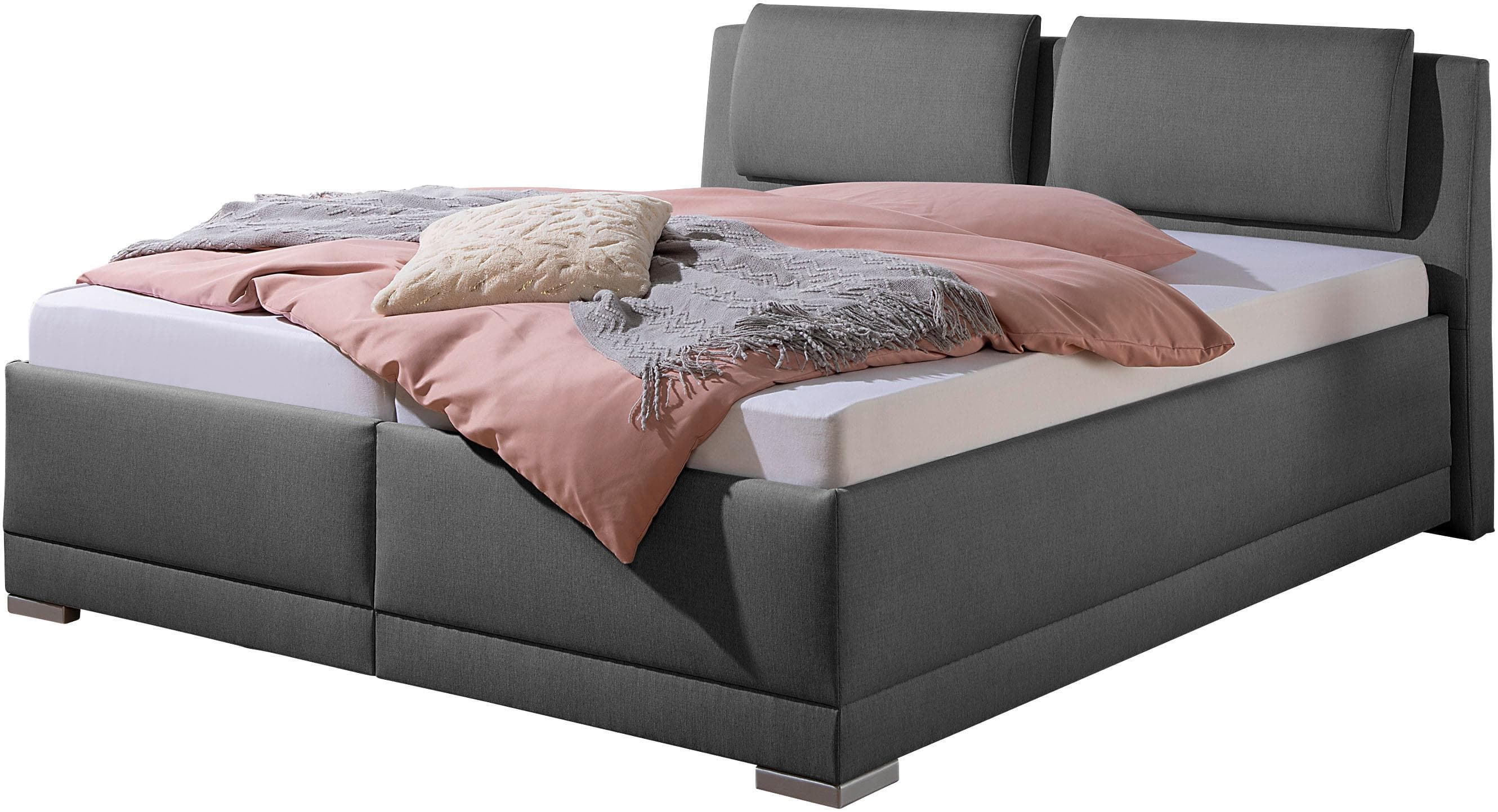 Polsterbett mit Bettkasten und verstellbarem Kopfteil - Matratze H2/H3 wählbar