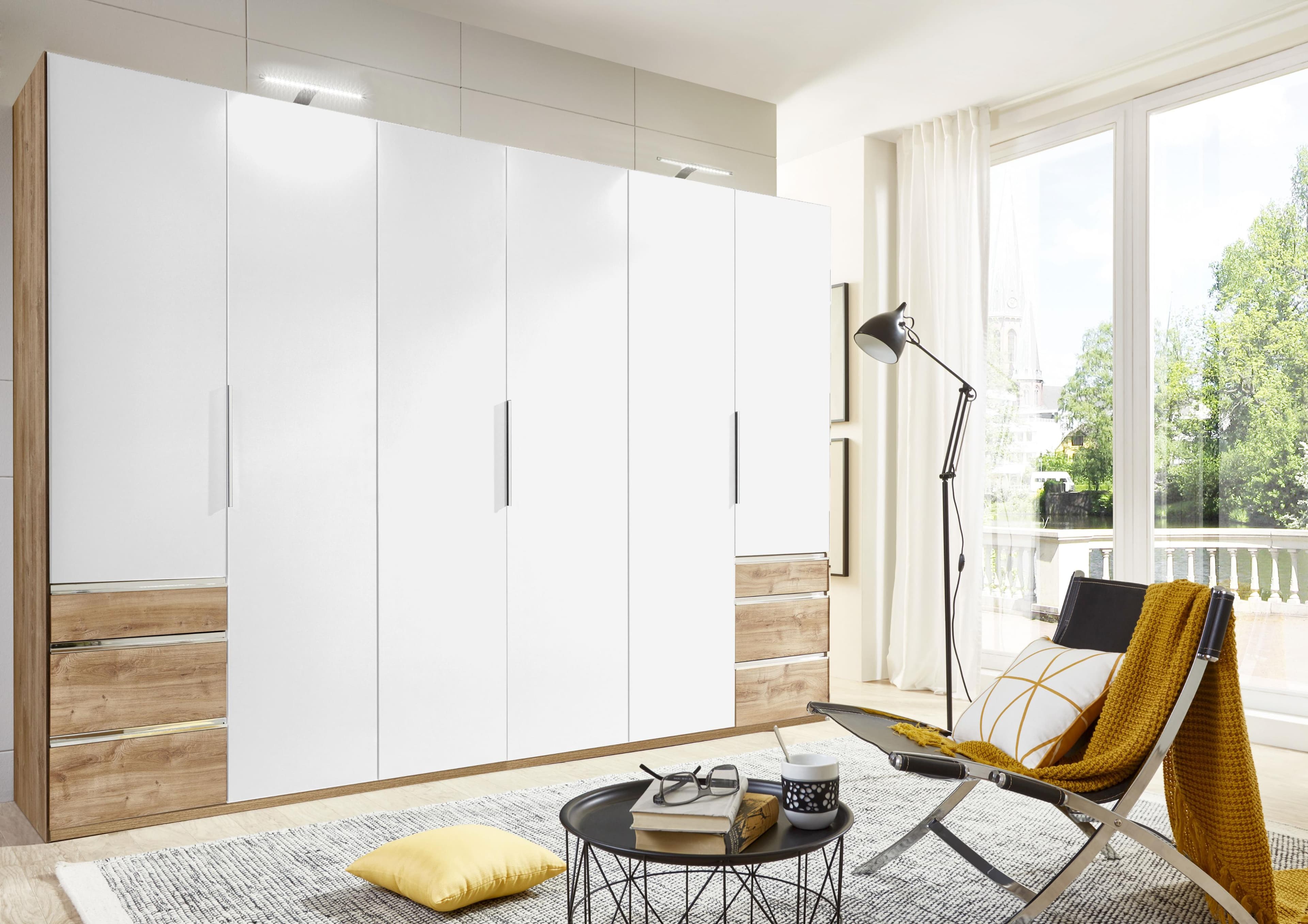 WIMEX Level Kleiderschrank Weiß/Eiche 6-türig mit Schubladen