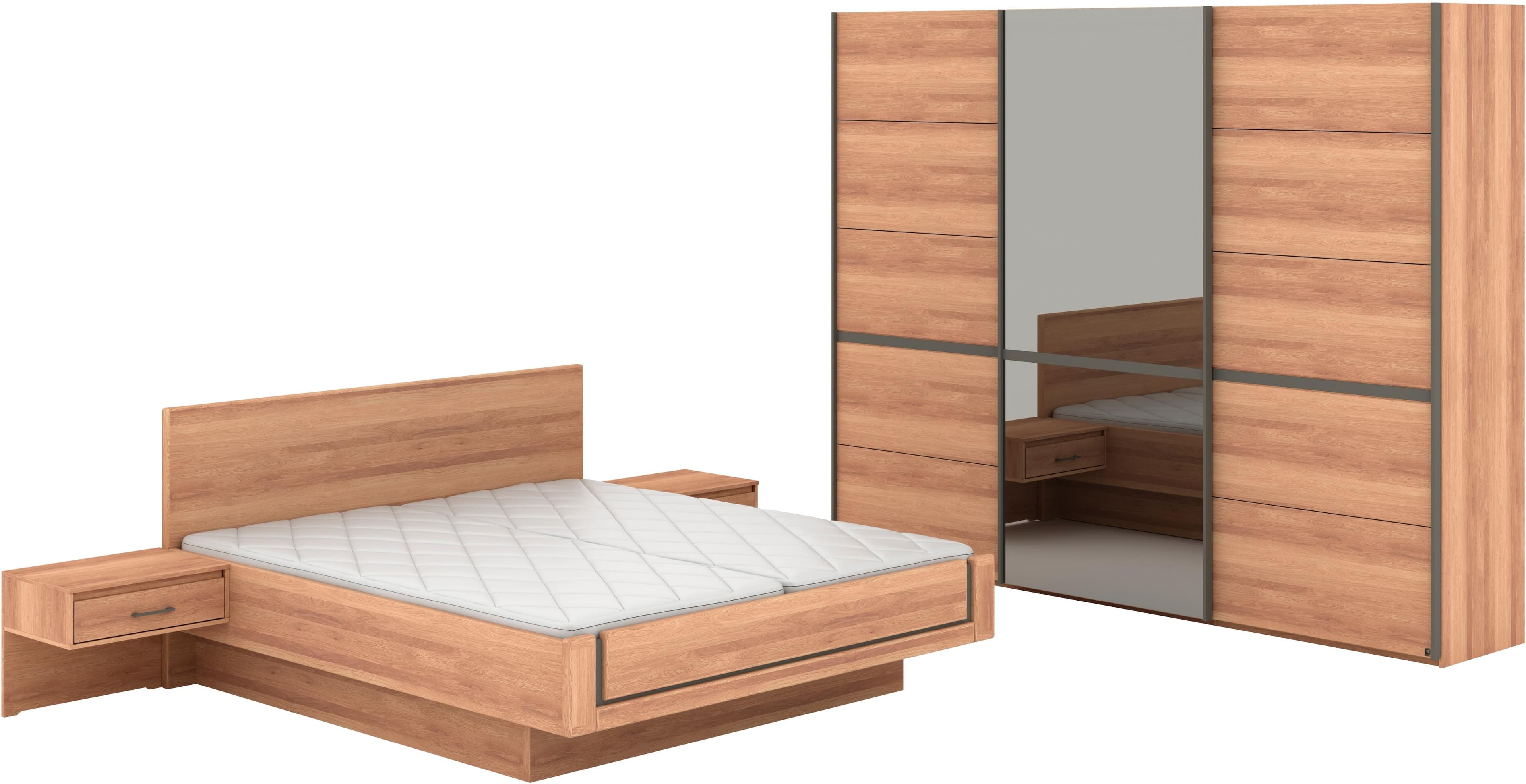 Musterring Schlafzimmer-Set Sorrent, Kleiderschrank, Bett & Nachtkommoden, teilmassiv Eiche