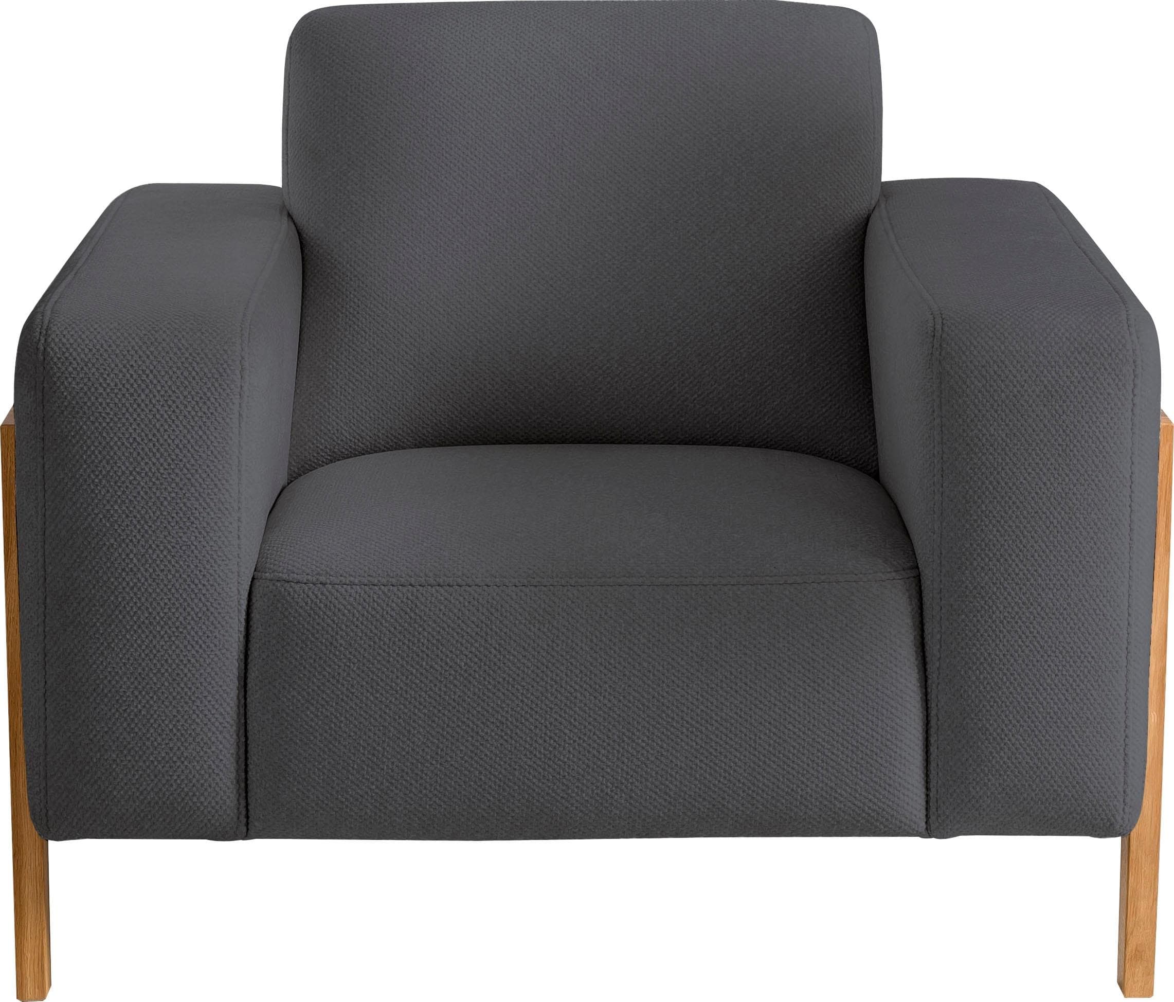 EXXPO Loungesessel Starr Scandic Design Anthrazit mit Massivholzfüßen