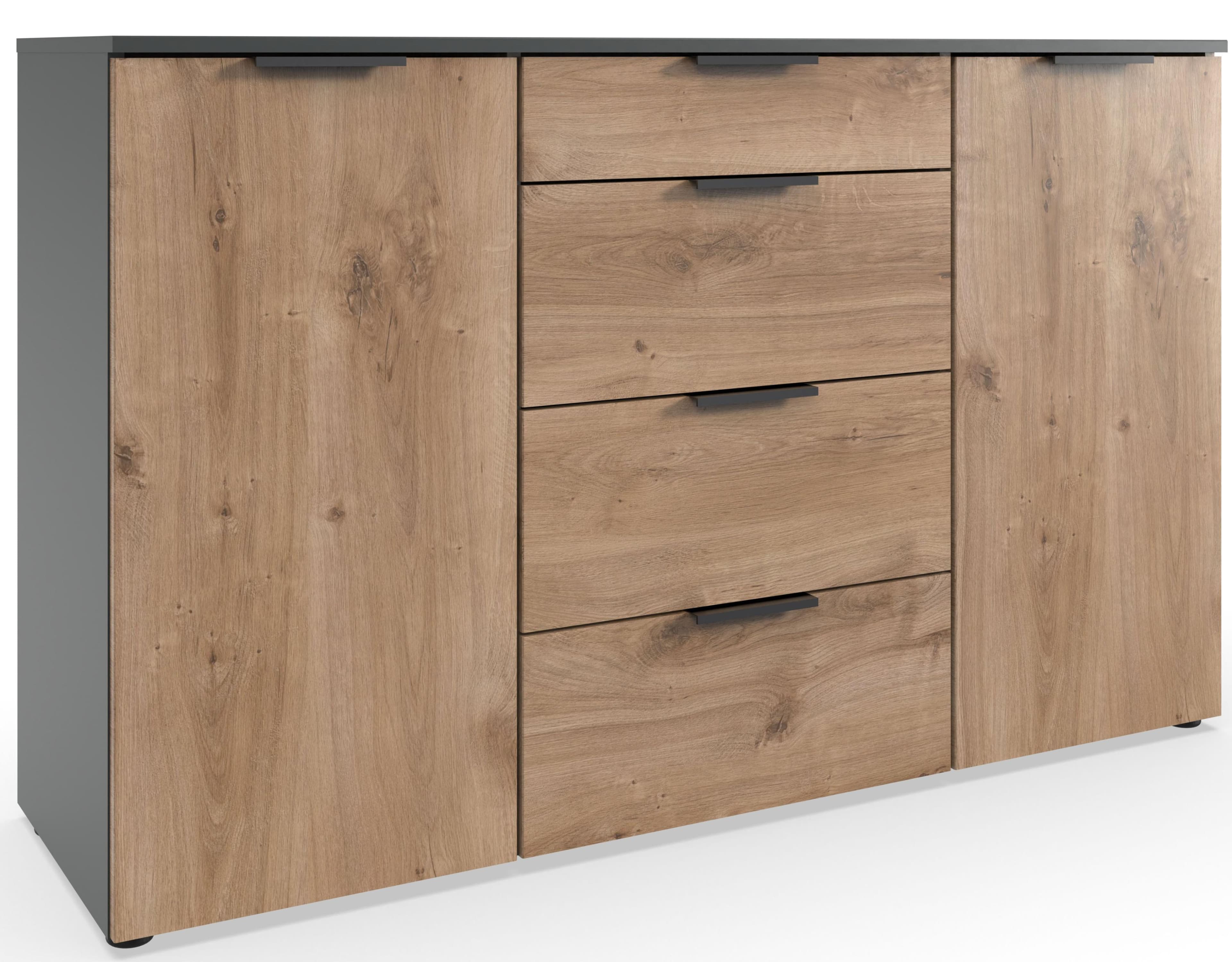 2-türige Kommode mit 4 Schubladen und Soft-Close Funktion