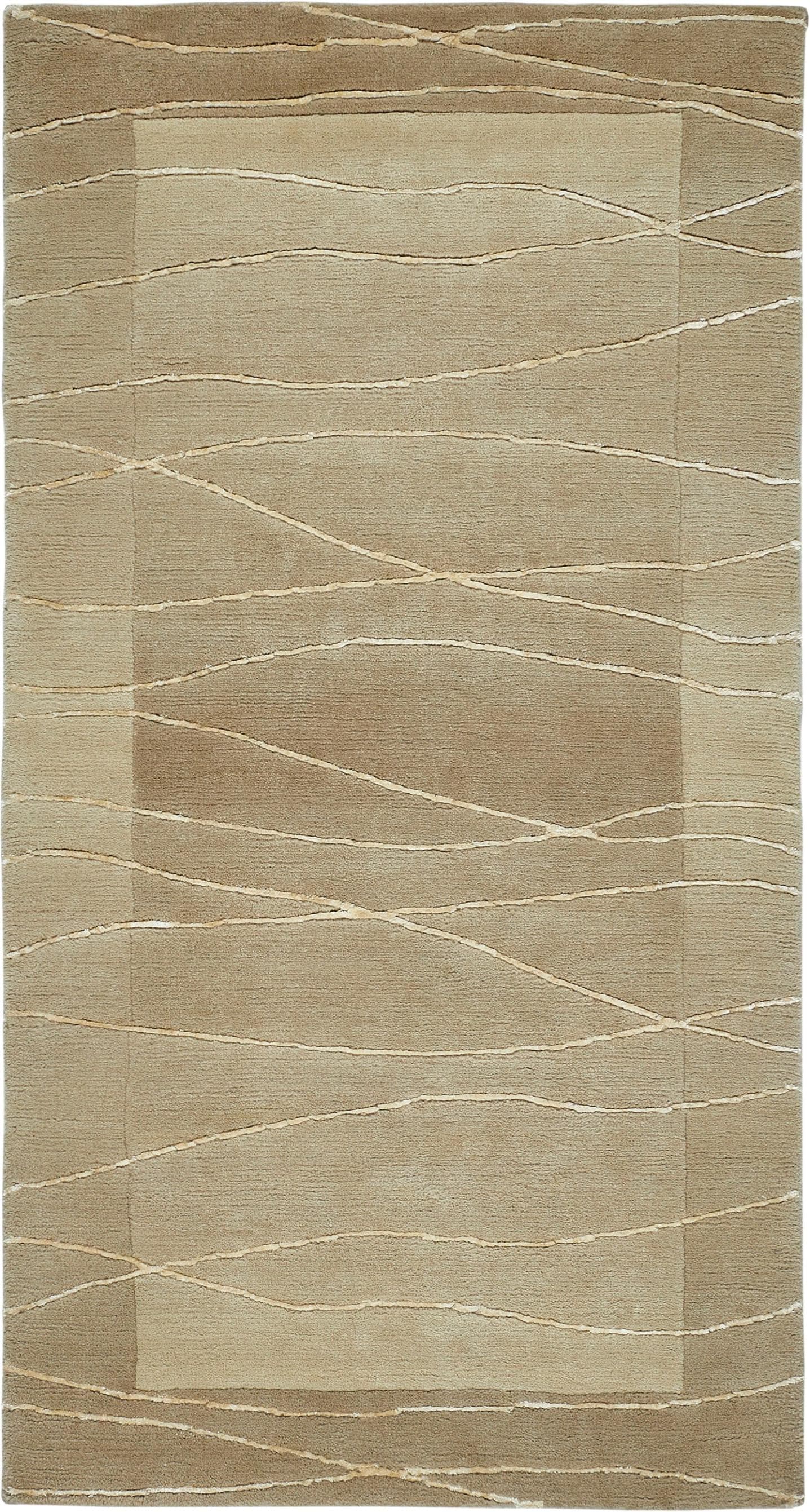 LUXOR Living Wollteppich Lineo Beige Handgeknüpft Nepalteppich