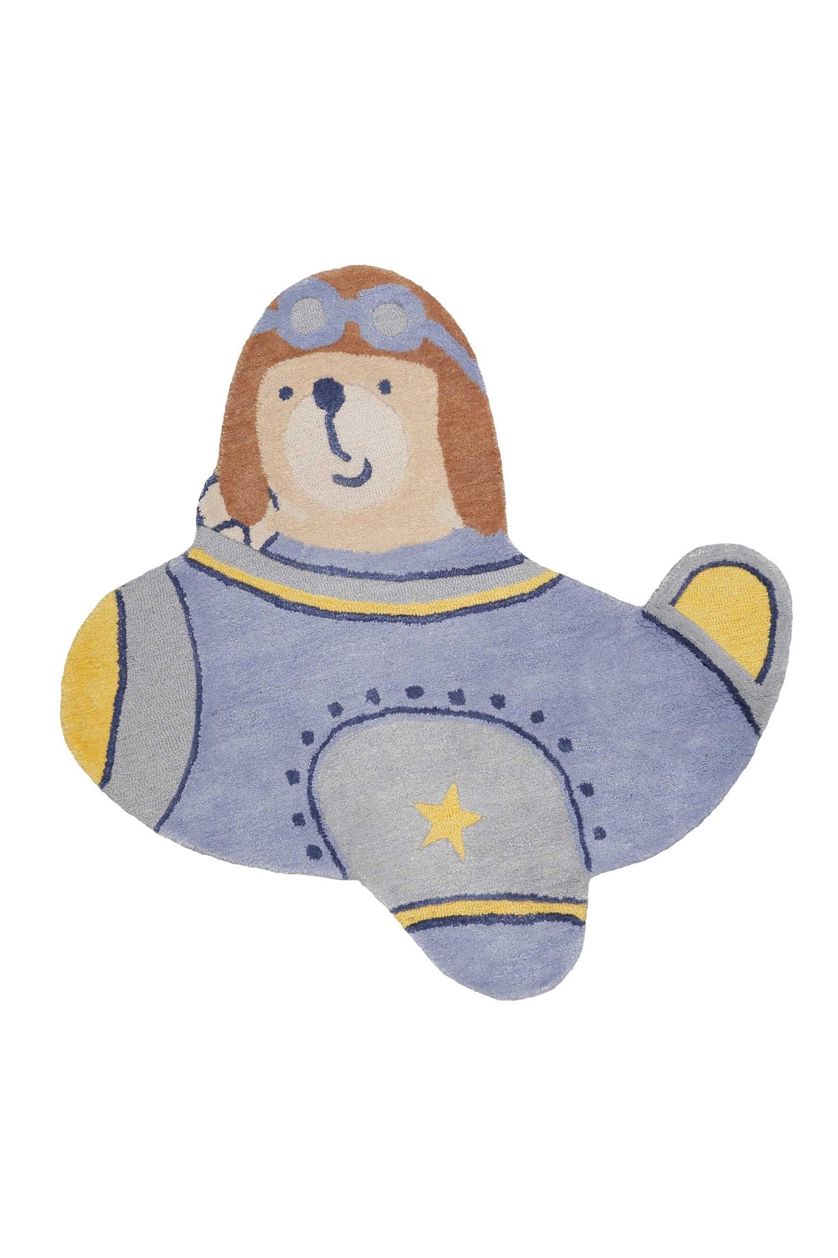 Smart Kids Kinderteppich Anton Blau Flieger Motiv Wolle