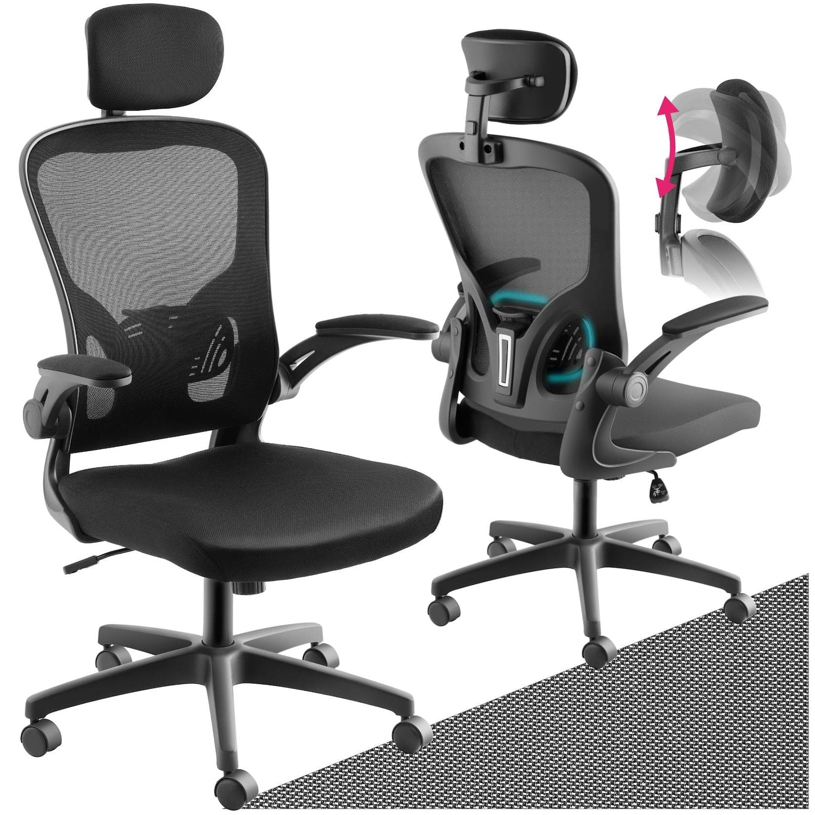 Tectake Bürostuhl Arges Ergonomische Rückenlehne
