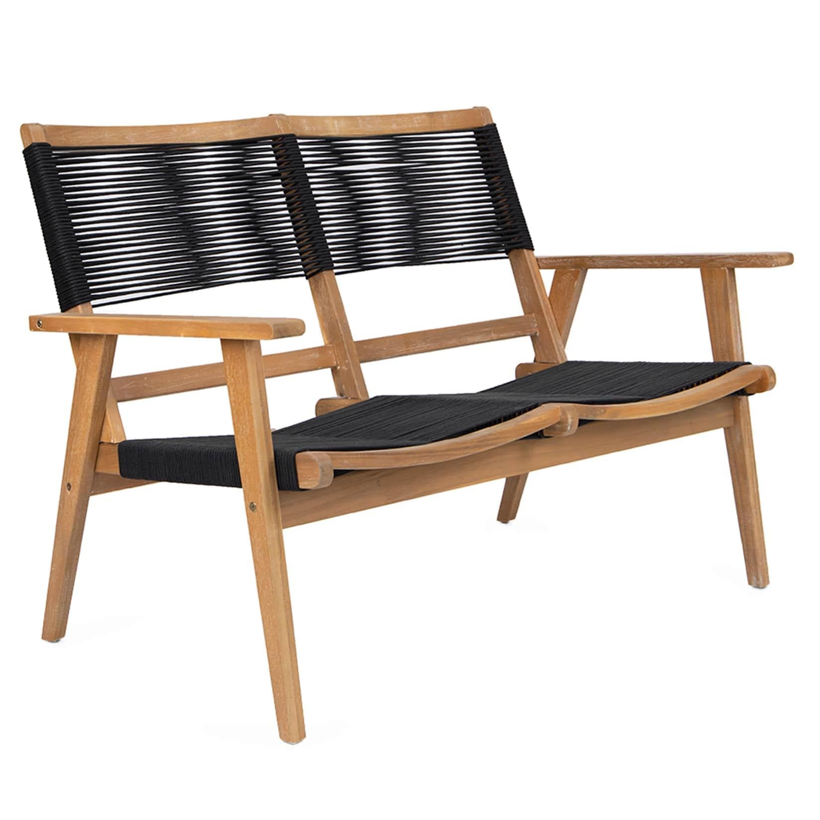 Riess Ambiente Gartenbank BALI ROPE 2-Sitzer Akazie Braun/Grau