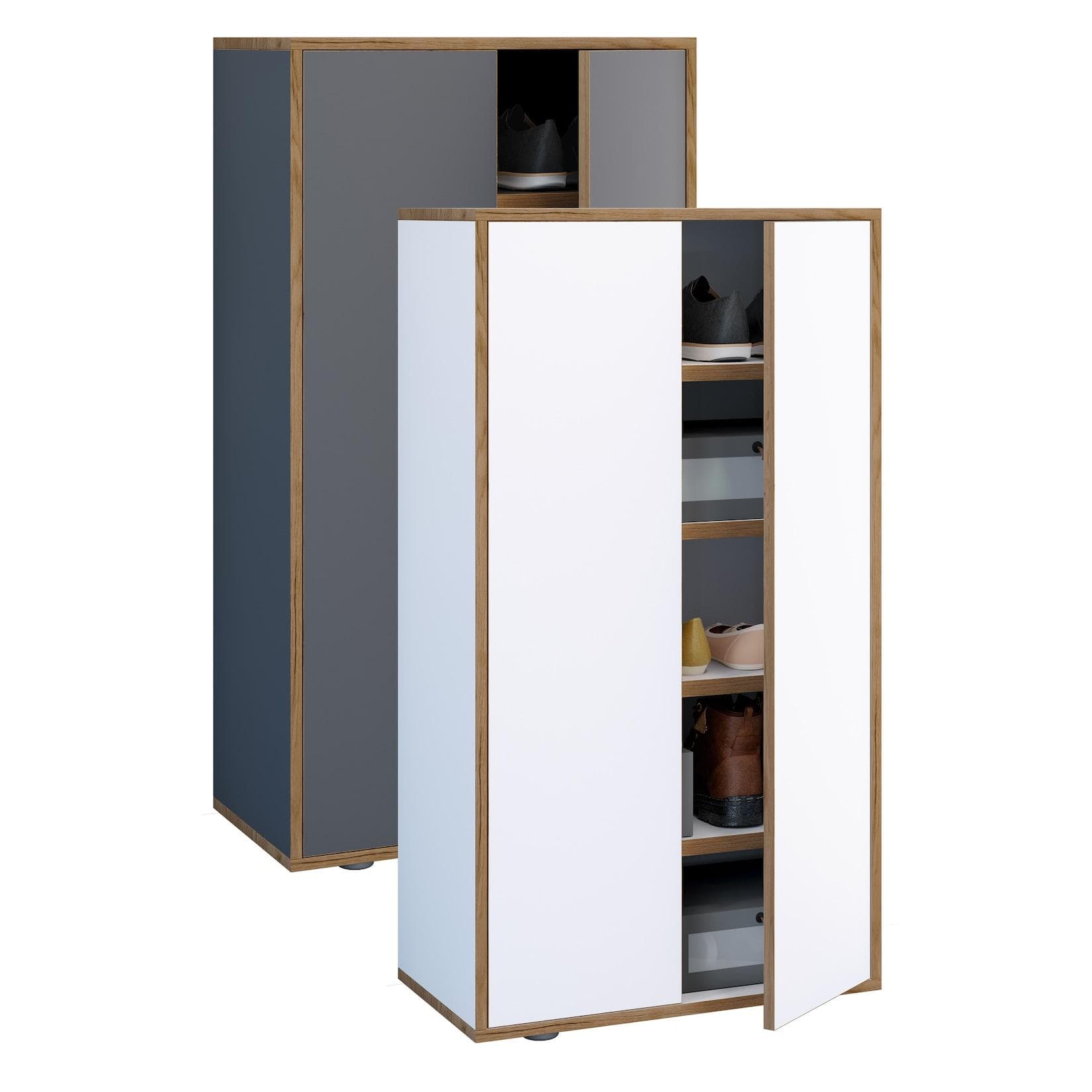 VCM Schuhschrank Salia XL Grau 5 Fächer Push-to-Open