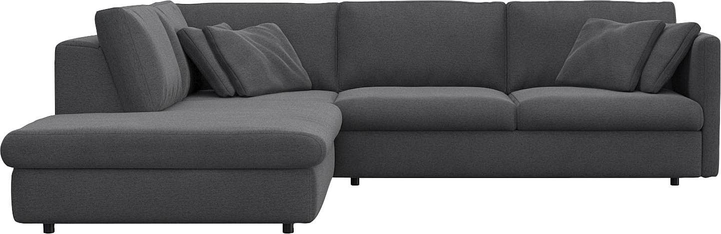 FLEXLUX Ecksofa Lovane Grau L-Form mit Dekokissen