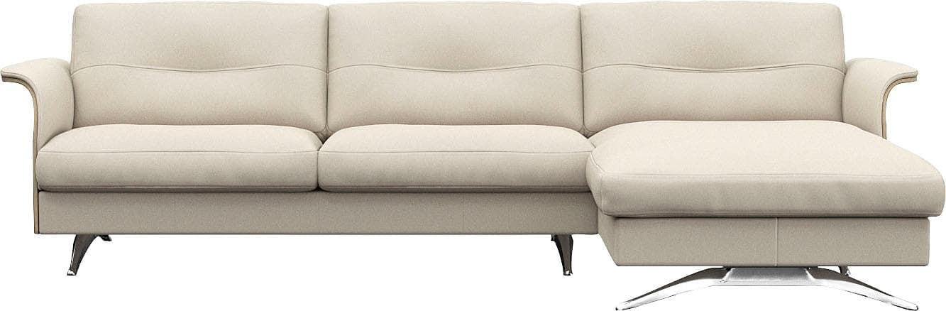 Ecksofa Flexlux Glow Echtleder Weiß Chaiselongue Rechts