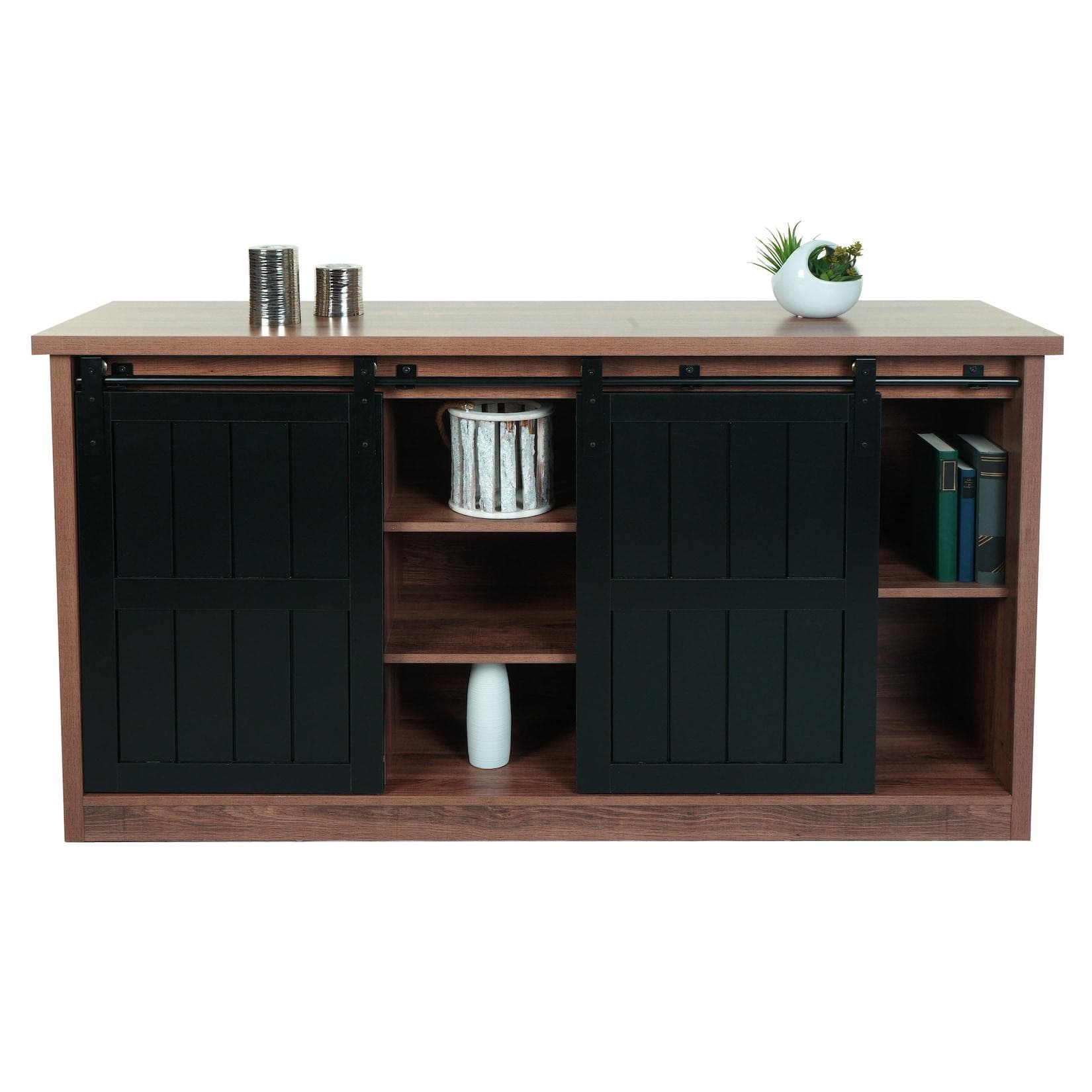 MCW Sideboard MCW-K75 Industrial Schiebetür 7 Fächer Braun