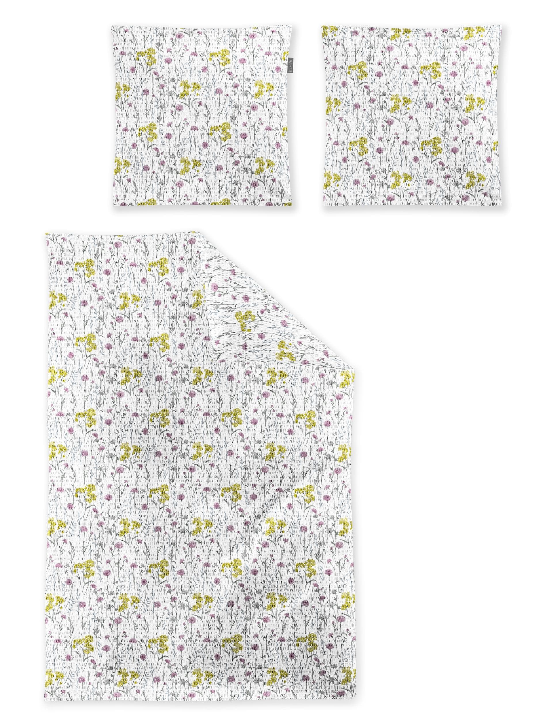 Irisette Seersucker Bettwäsche Gelb Rosa - Soft & Pflegeleicht