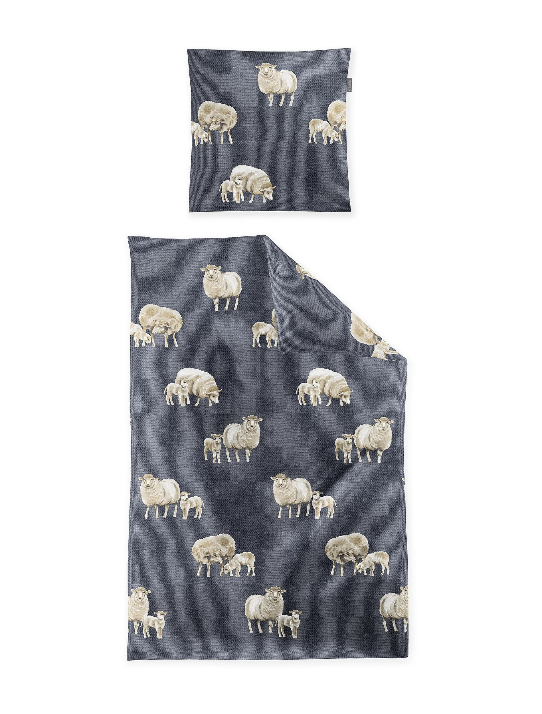 Flauschige Baumwoll-Bettwäsche in Blau