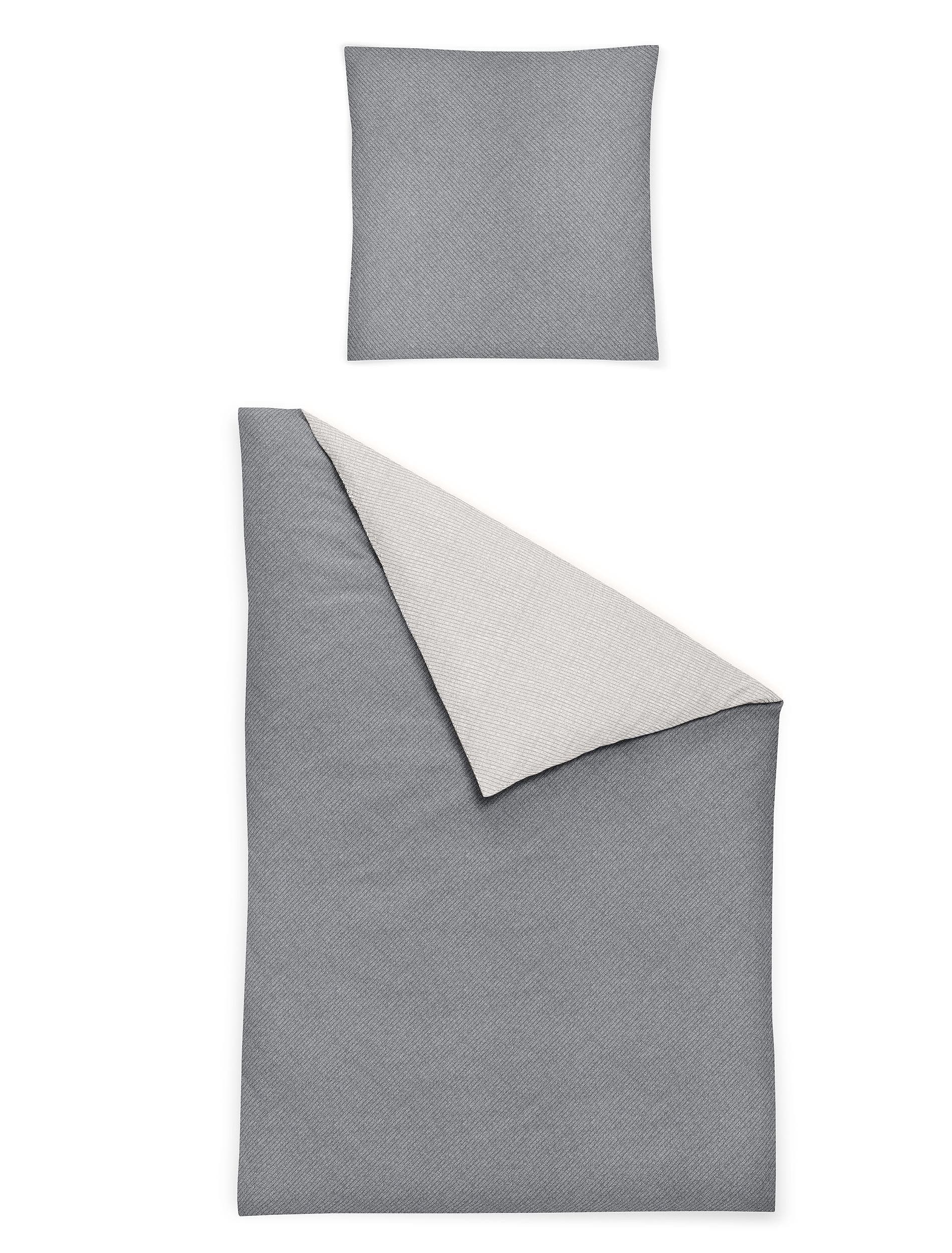 Wendebettwäsche aus Baumwolle und Feinbiber, grau/silberfarben