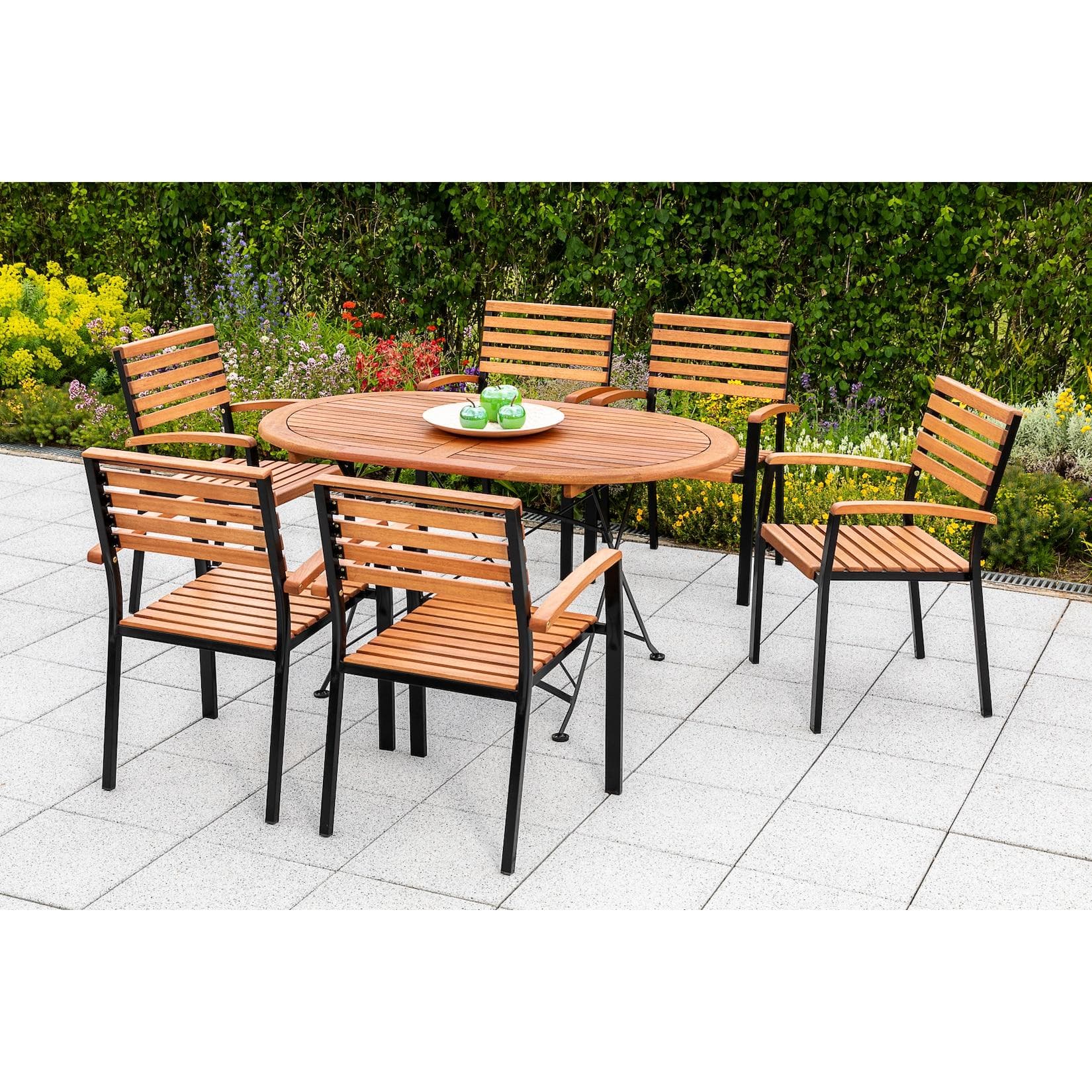 Merxx Schossgarten Set 7tlg. Klapptisch Oval