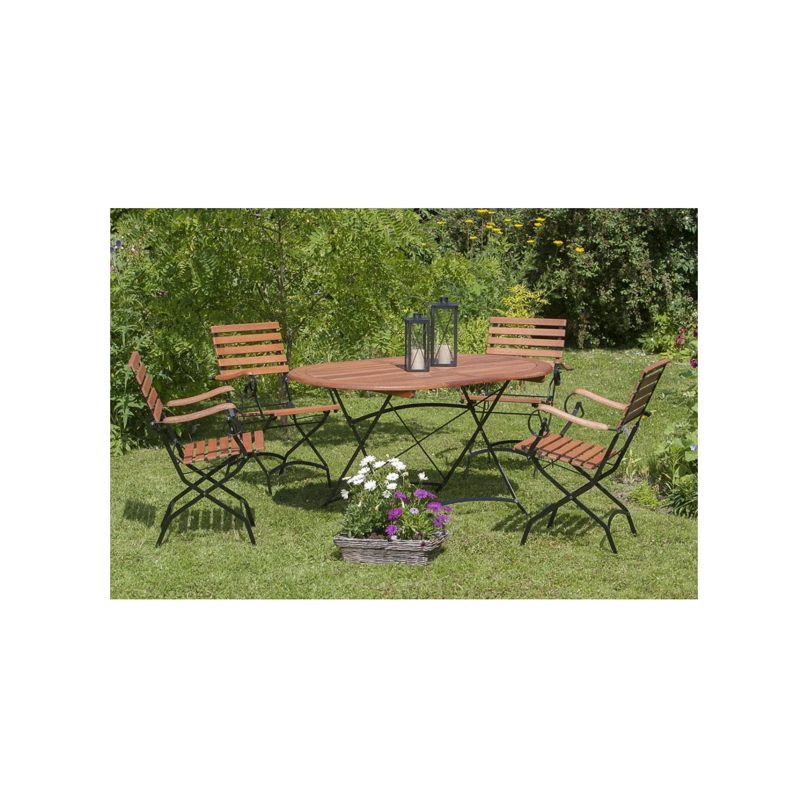 Merxx 5tlg. Schlossgarten Set, oval, 4 Sessel + 1 Klapptisch