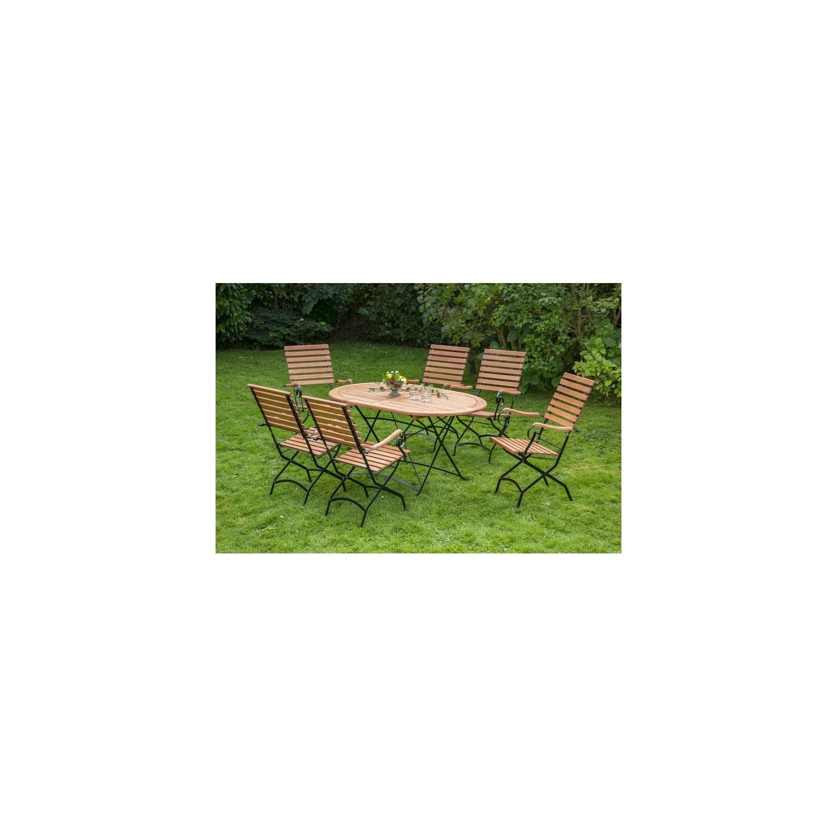 Merxx 7tlg. Schlossgarten Set Oval mit Sesseln und Klapptisch
