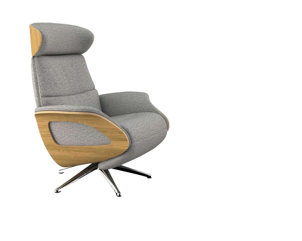 Flexlux Relaxsessel Clement Elektrisch Grau Eiche Aluminium