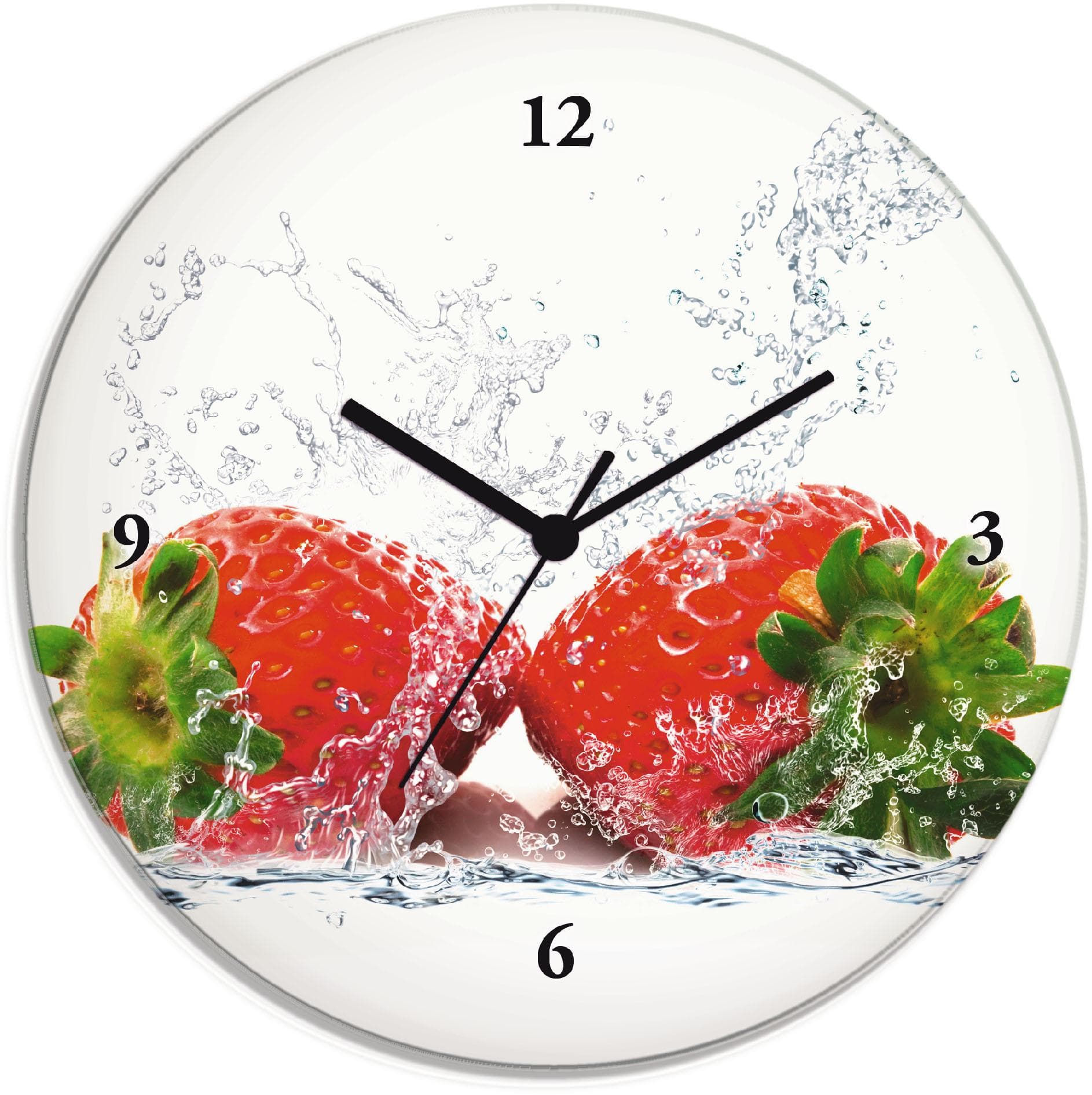 Artland Wanduhr Erdbeeren mit Spritzwasser Rot Glas