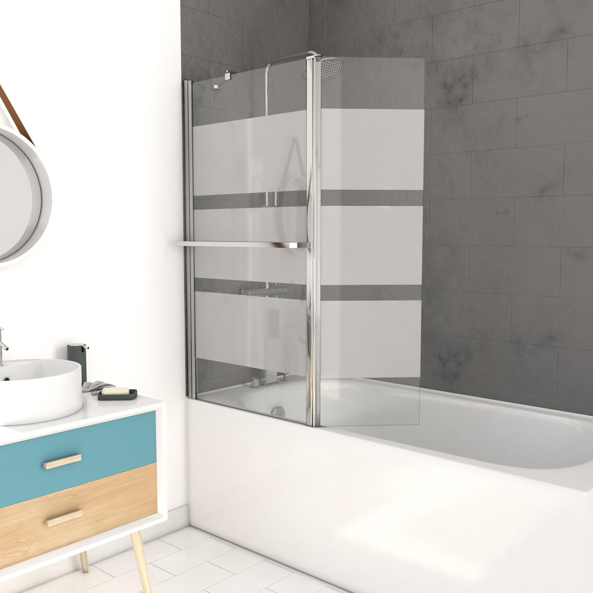 Badewannenfaltwand MARWELL Madrid Silber