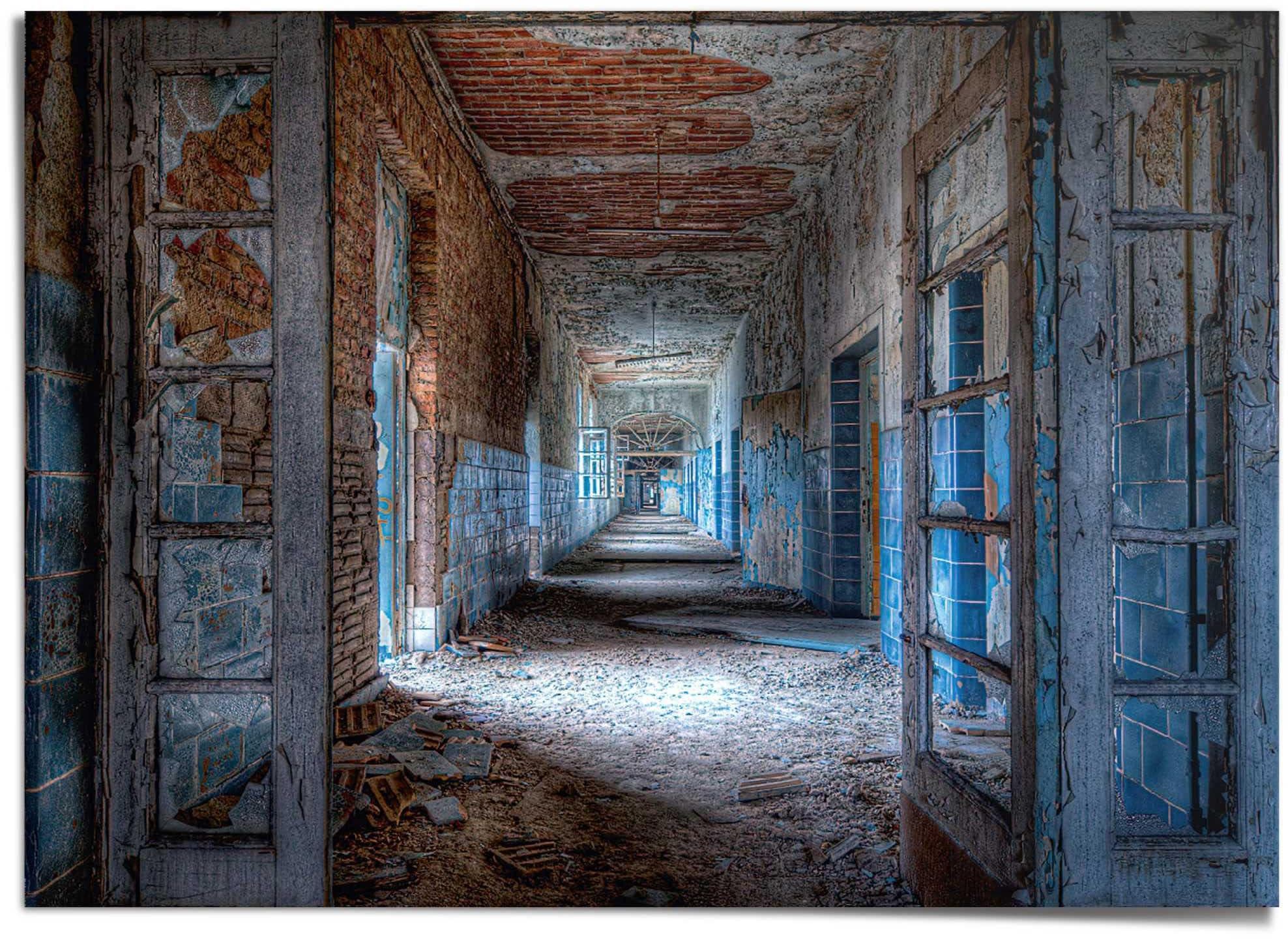 Blaues Poster 'Vergessene Orte'