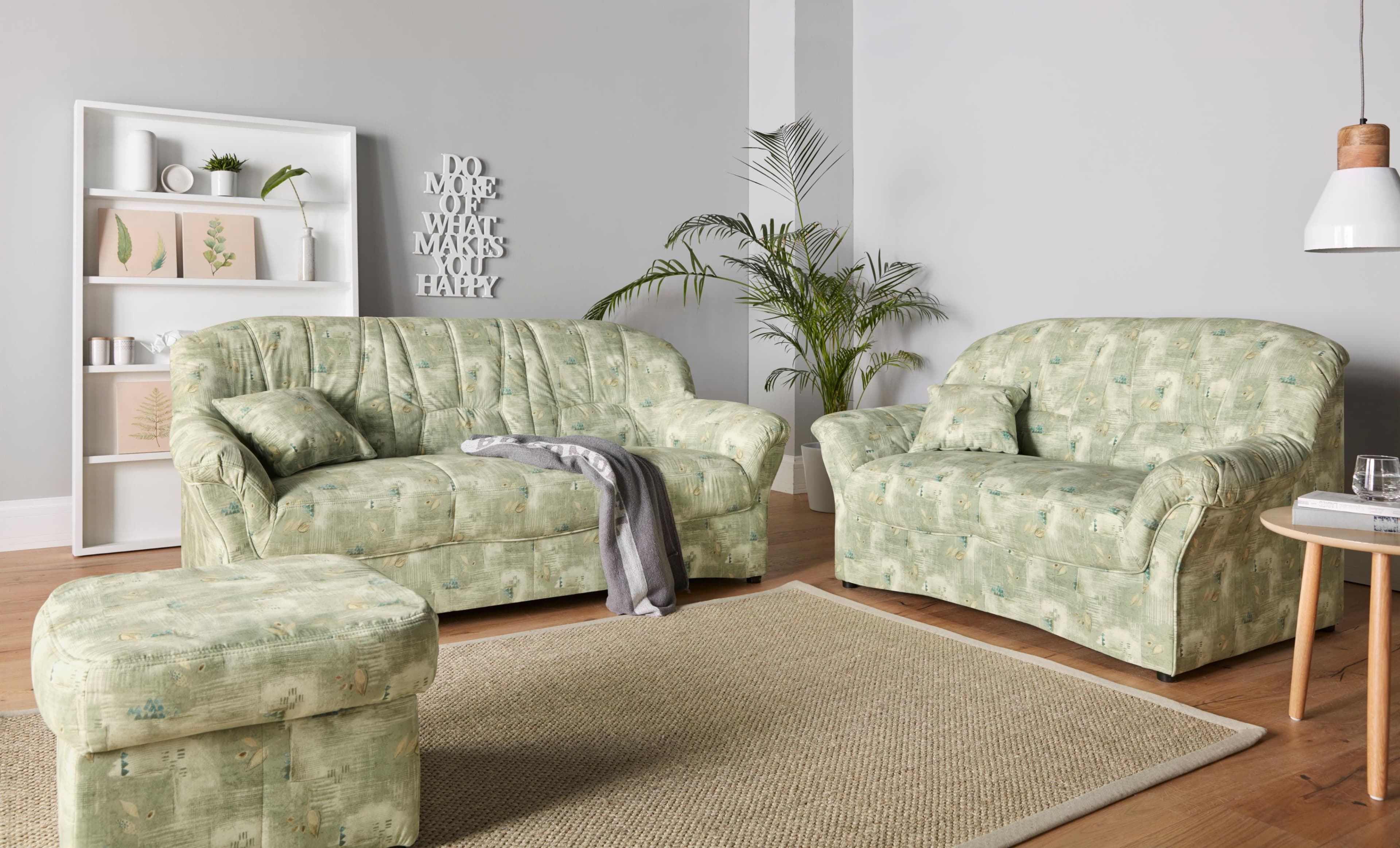 DOMO collection Polstergarnitur Bahia Grün Luxus-Microfaser