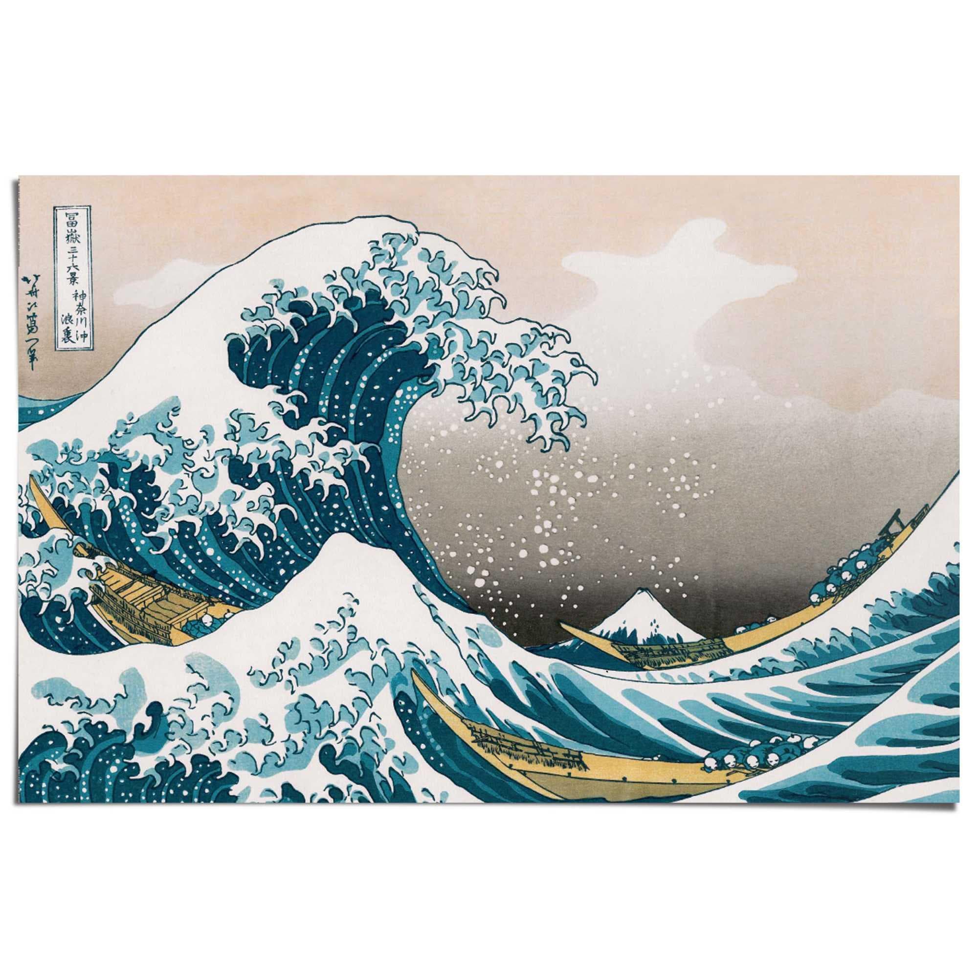 Reinders Poster Große Welle Hokusai Blau