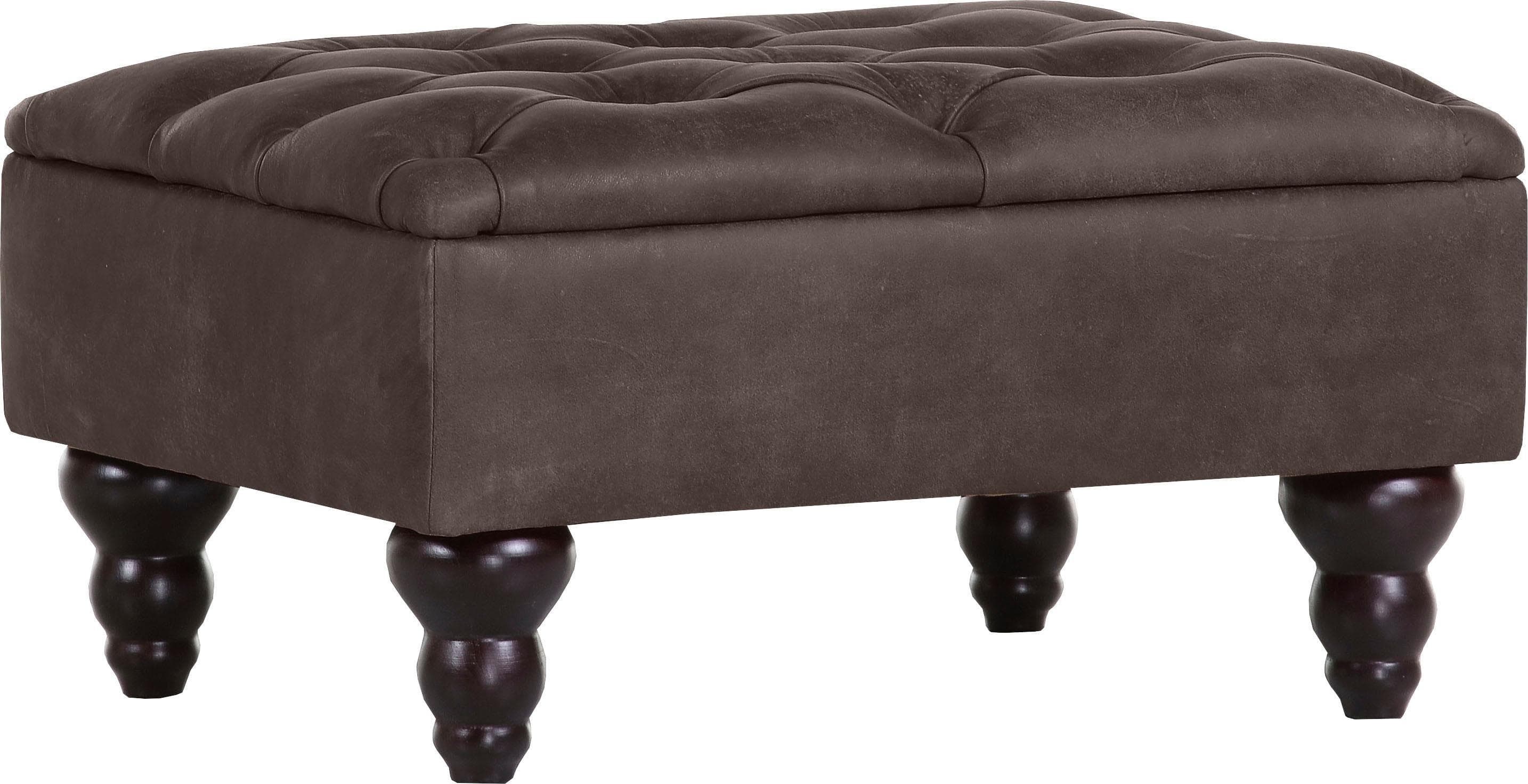 GUTMANN FACTORY Hocker Amazonas Braun Leder Chesterfield Optik