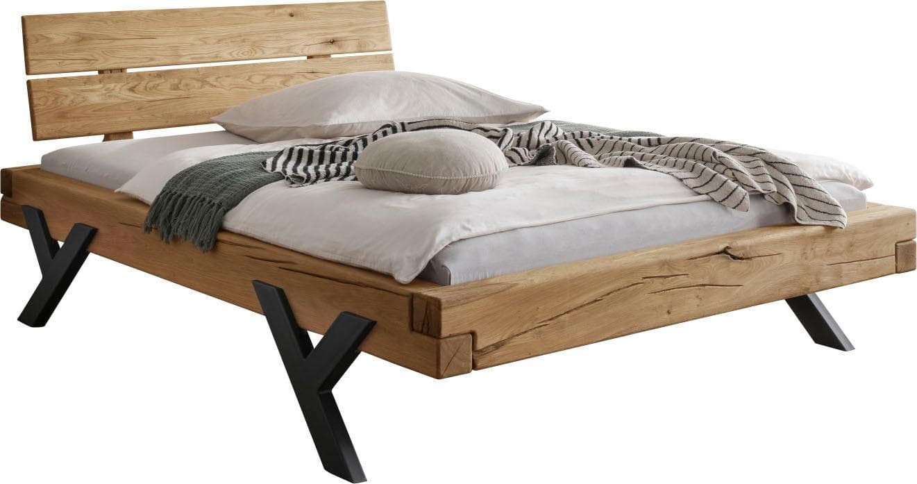 HOME AFFAIRE Ultima Balkenbett Doppelbett Eiche Metallfüße