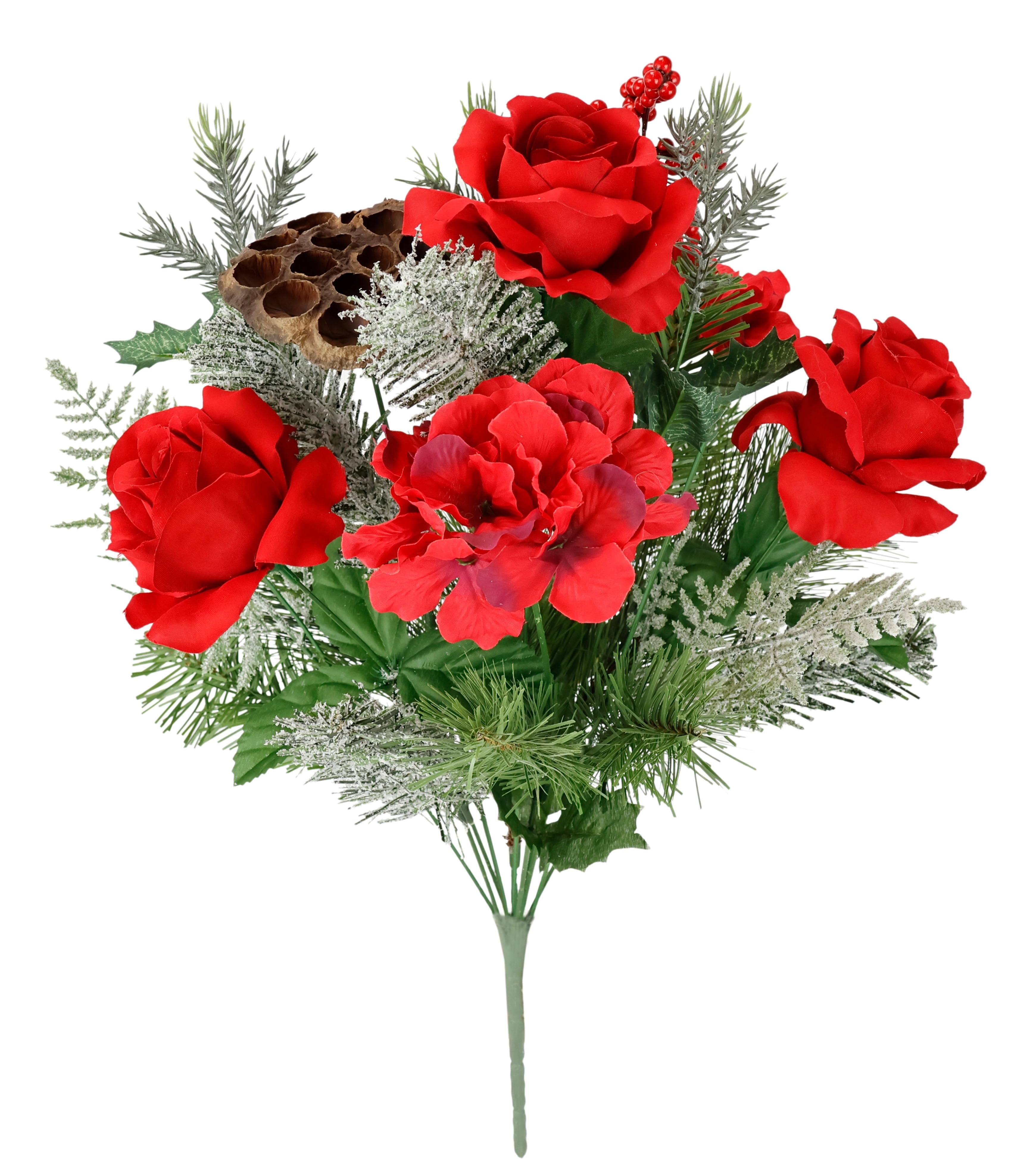 I.GE.A. Kunstblumenstrauß Bouquet Rosen Hortensien Rot Polyester