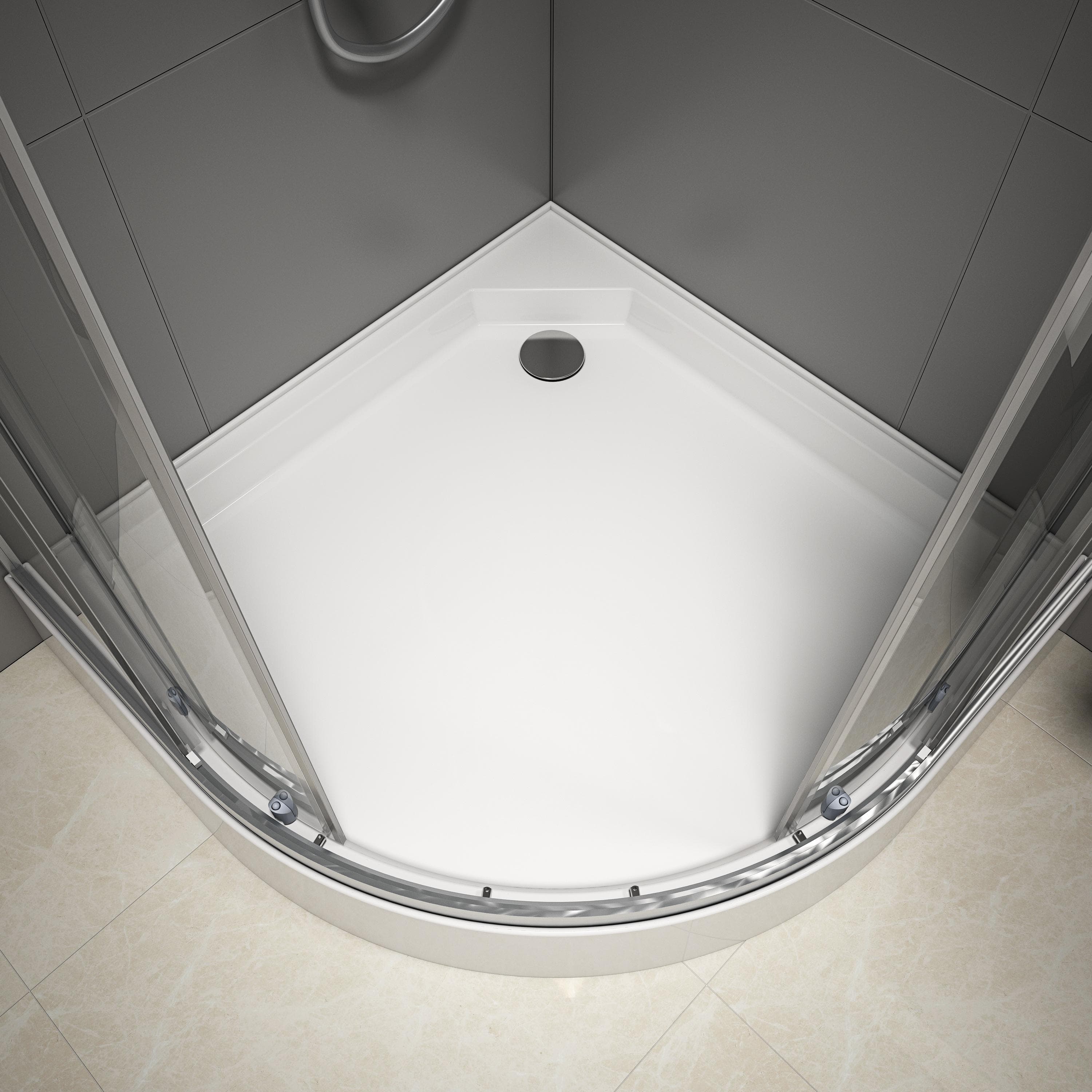 Marwell Rundduschwanne Chrystal Round Viertelkreis Weiß Hochwertiges Sanitär-Acryl