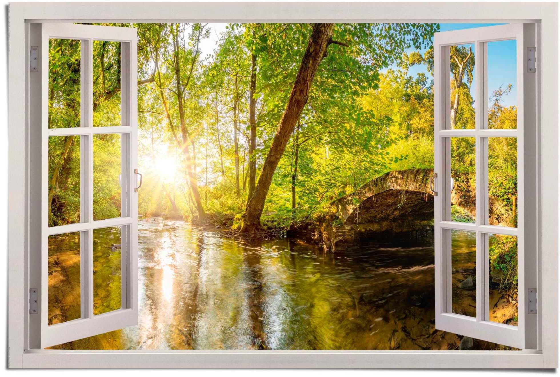 Reinders Poster Sonnestrahlen im Wald Grün Maxi-Format