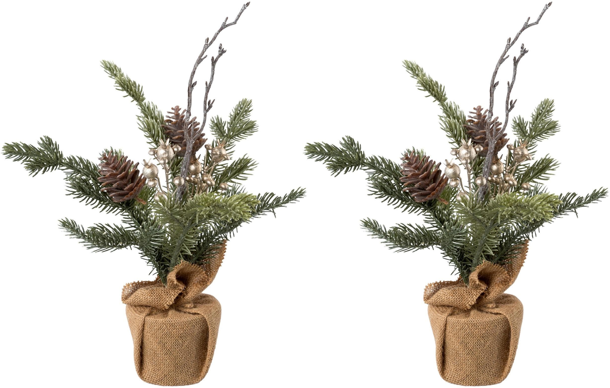 CREATIV GREEN 2er Set Weihnachtsbaum Grün 36cm Kunststoff