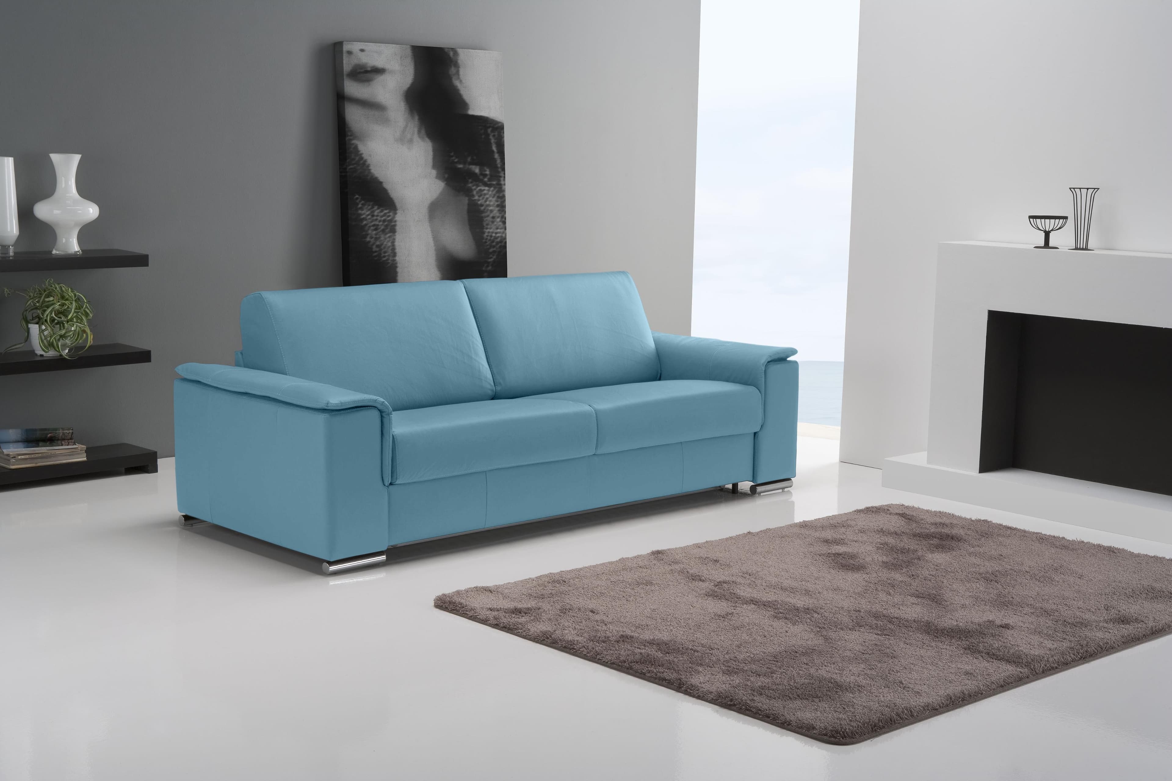 EGOITALIANO Schlafsofa Cecilia Modern Leder Türkis