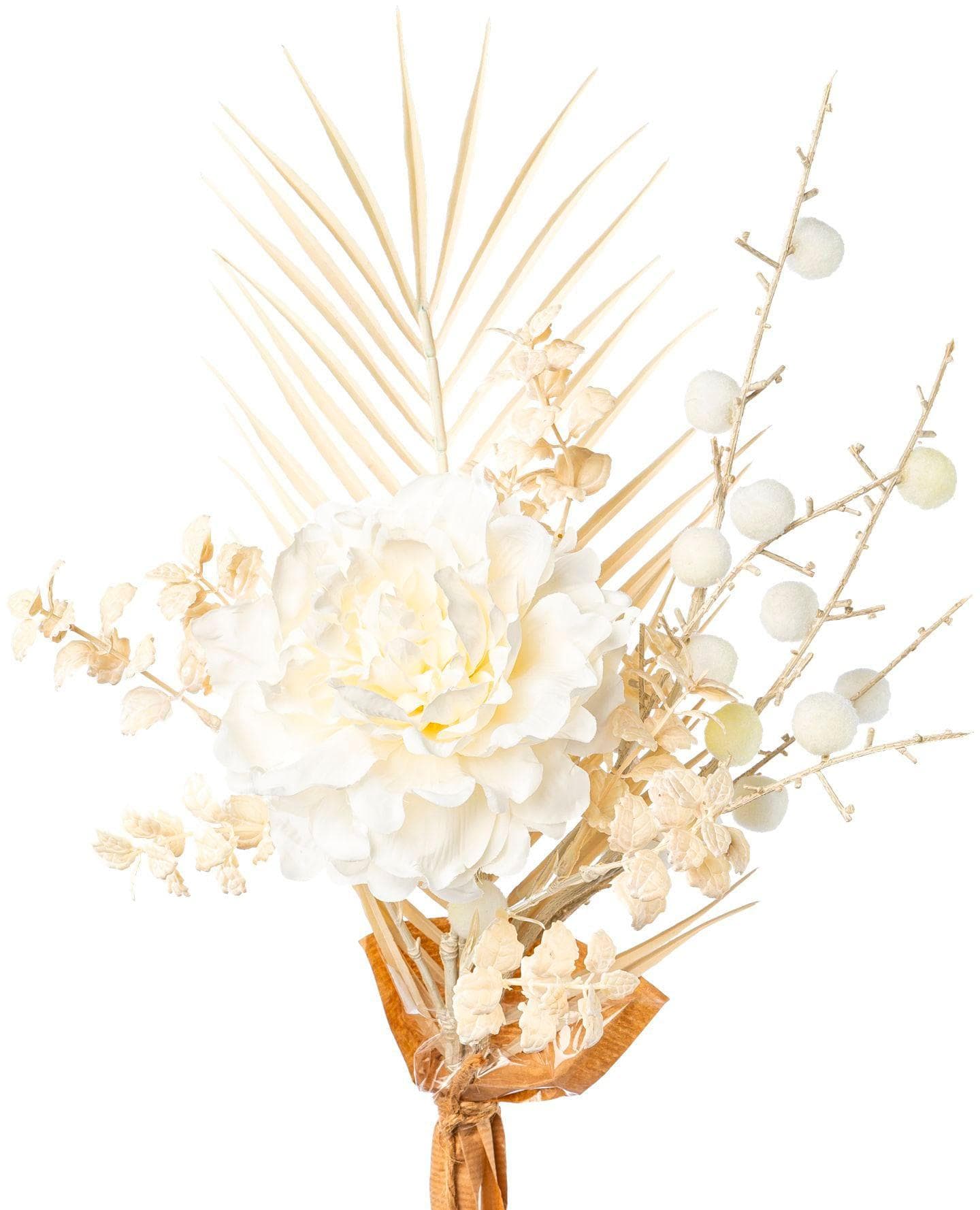 CREATIV GREEN Kunstblumenstrauß Peonien-Mix Beige Creme