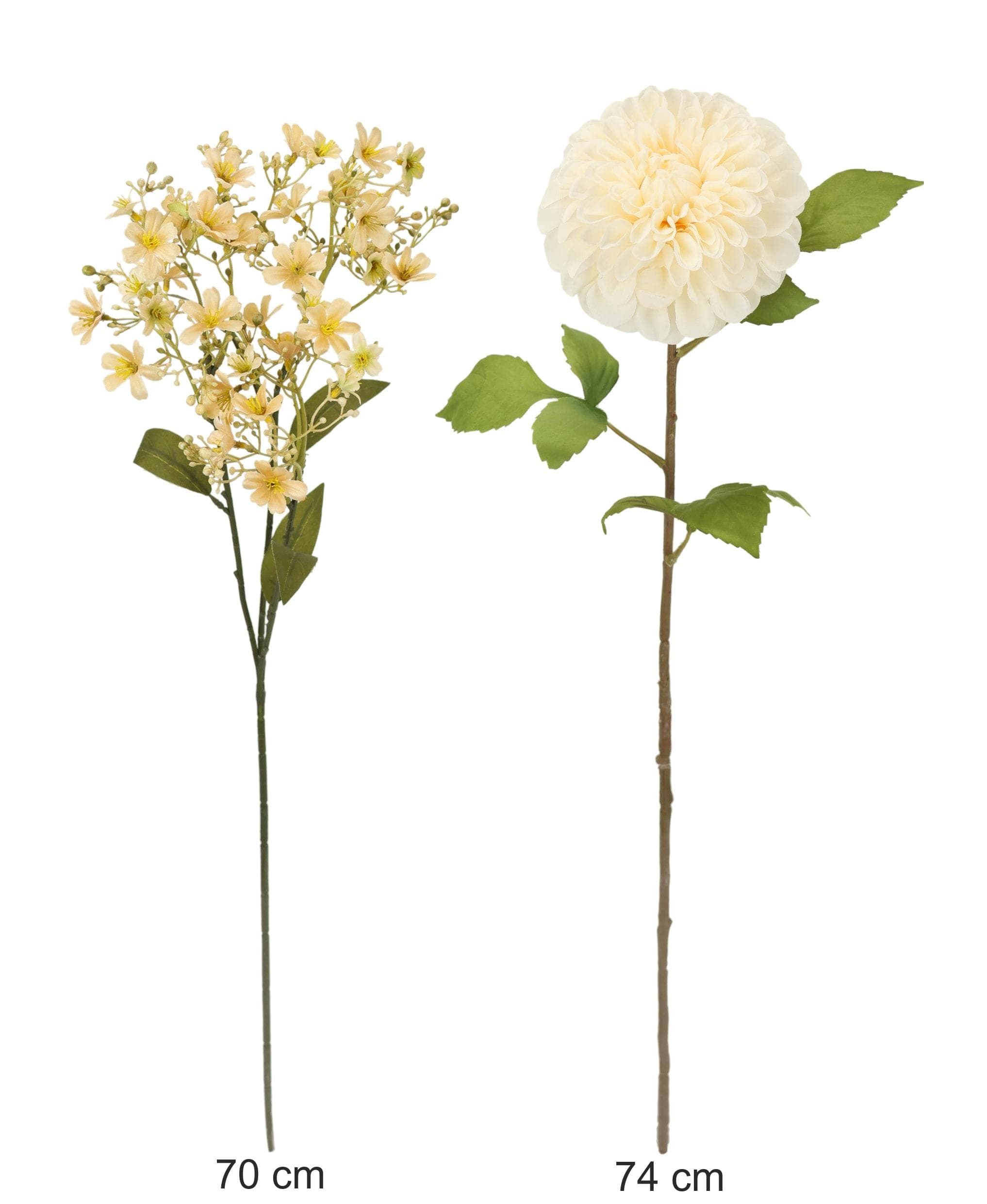 I.GE.A. Kunstblume Dahlie Blütenzweig Beige 2-tlg. Polyester