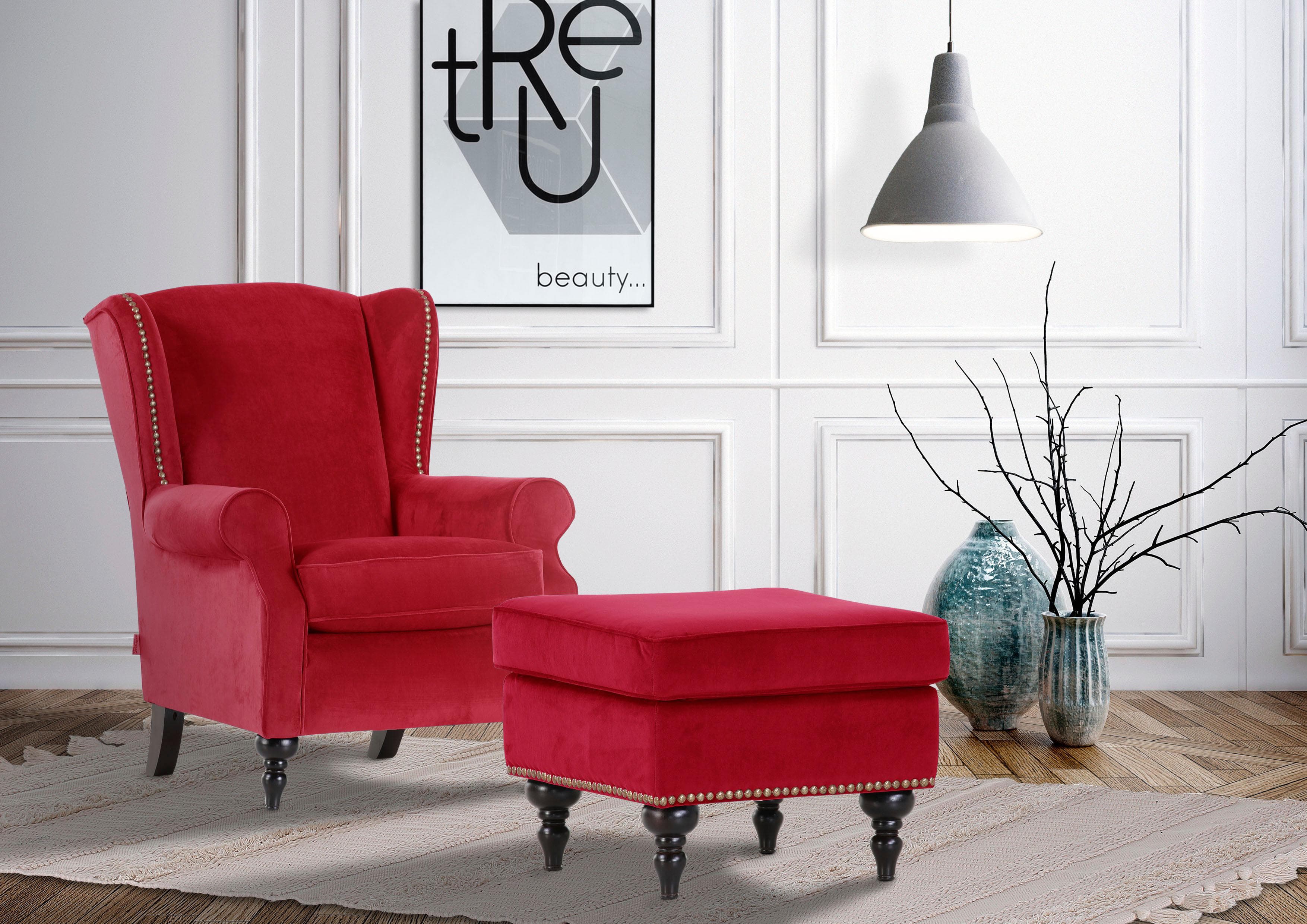 GUTMANN FACTORY Hocker Bunt Polyester Holzfüße