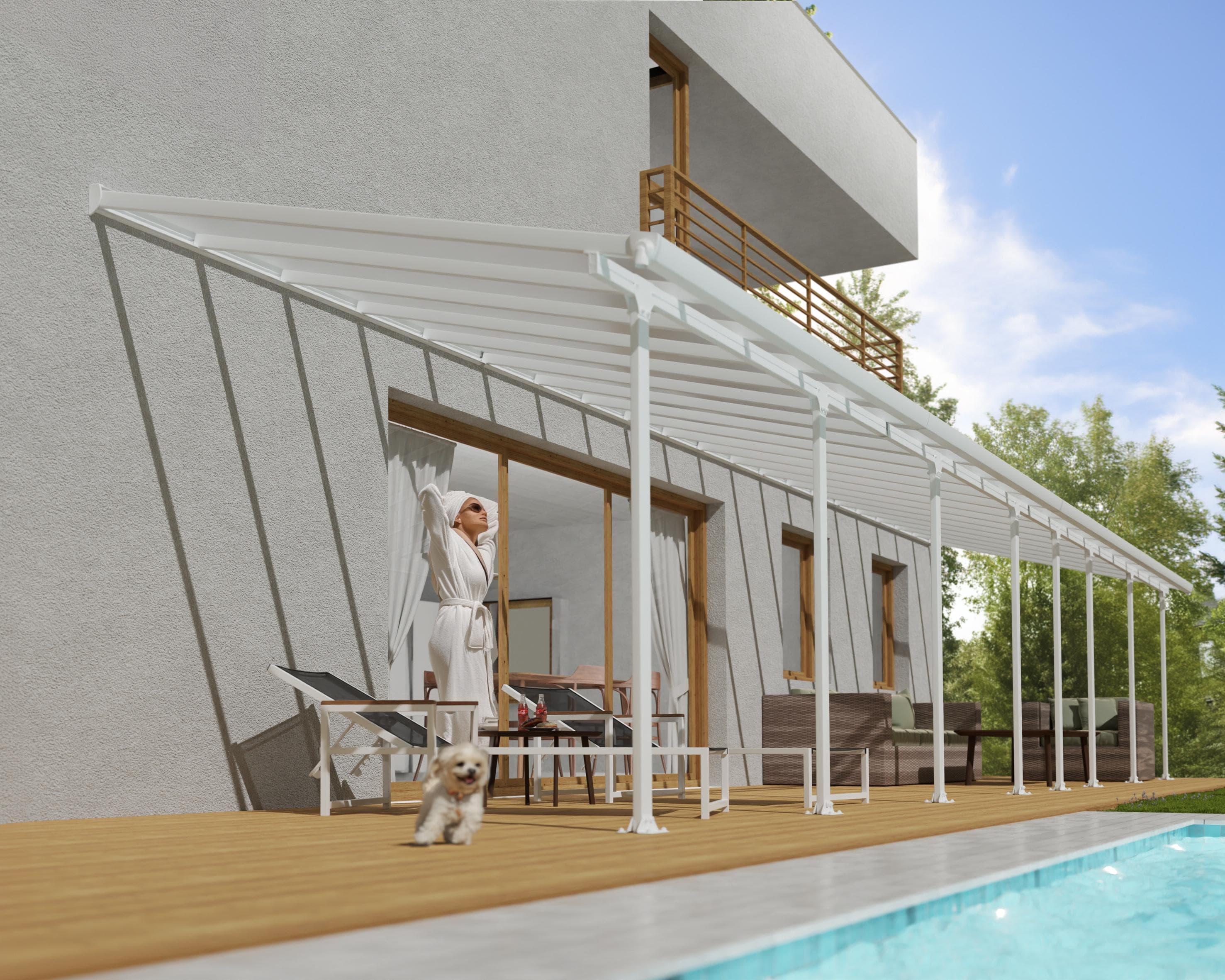Terrassendach PALRAM - CANOPIA "Feria Alu Terrassenüberdachung" Weiß Polycarbonat