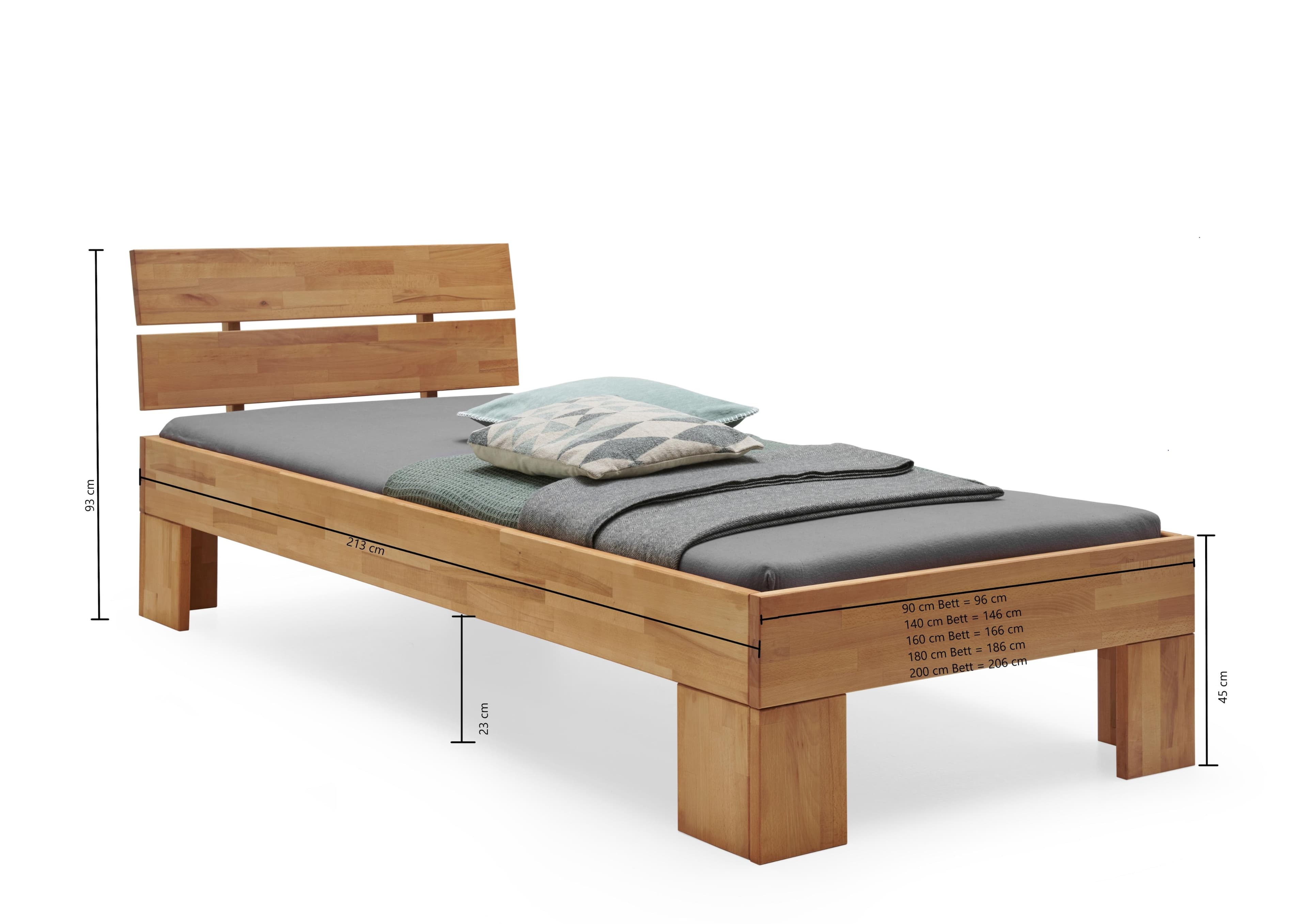 HOME AFFAIRE Massivholzbett Modesty II Naturfarben Kernbuche
