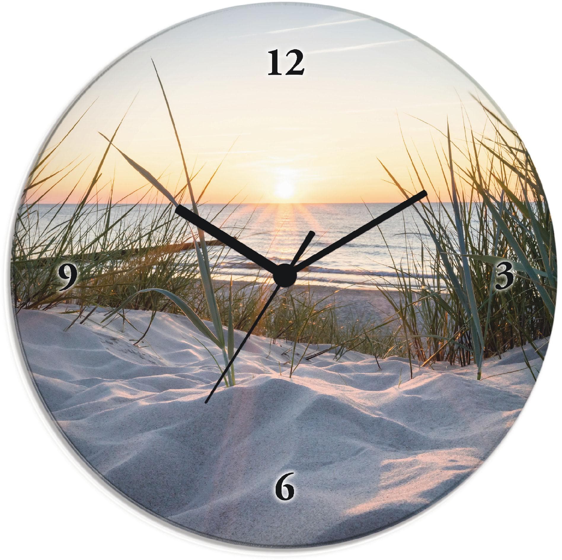 ARTLAND Wanduhr Ostseestrand Glas Beige Funkuhrwerk Lautlos