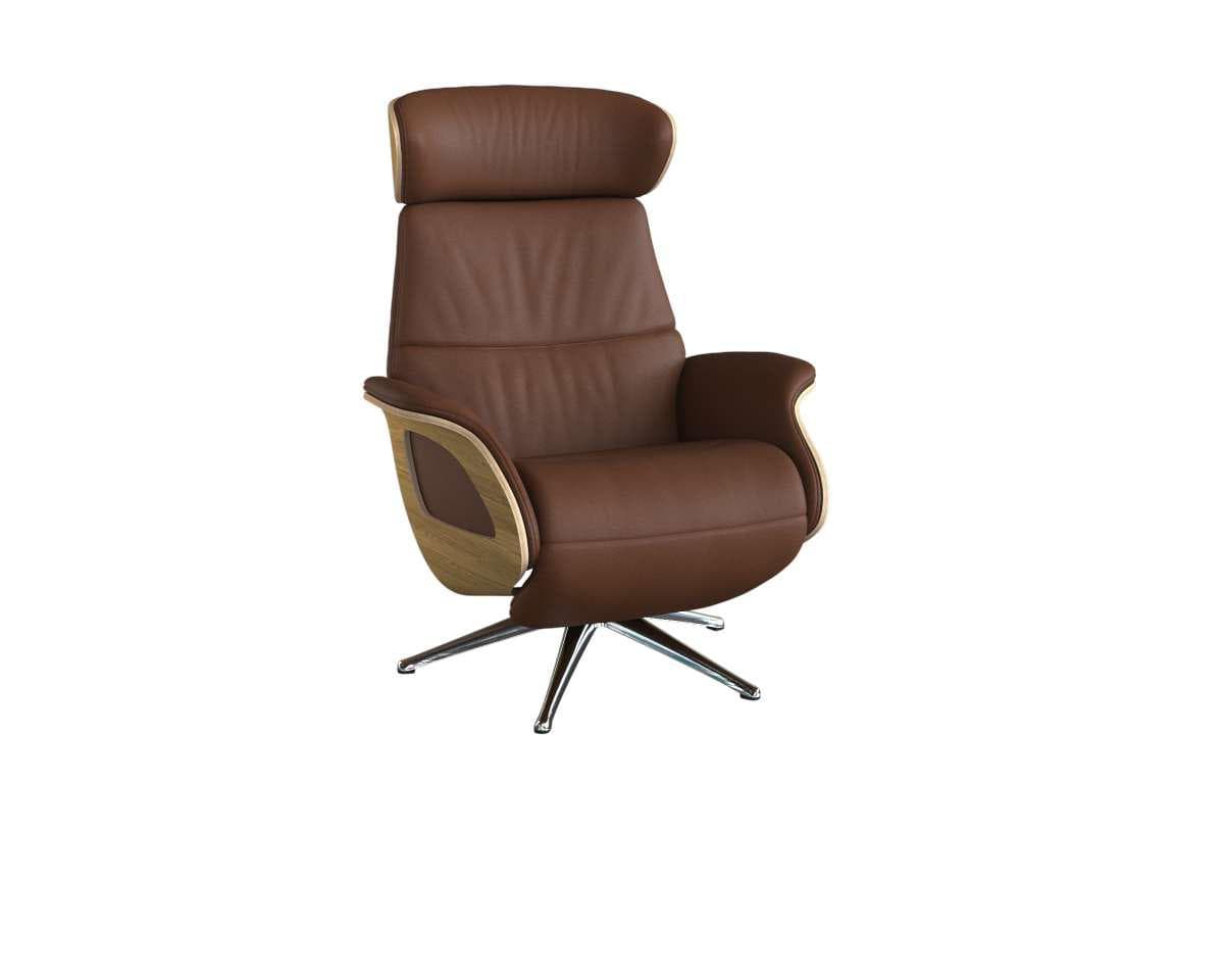 FLEXLUX Clement Elektrischer Relaxsessel Braun Echtleder