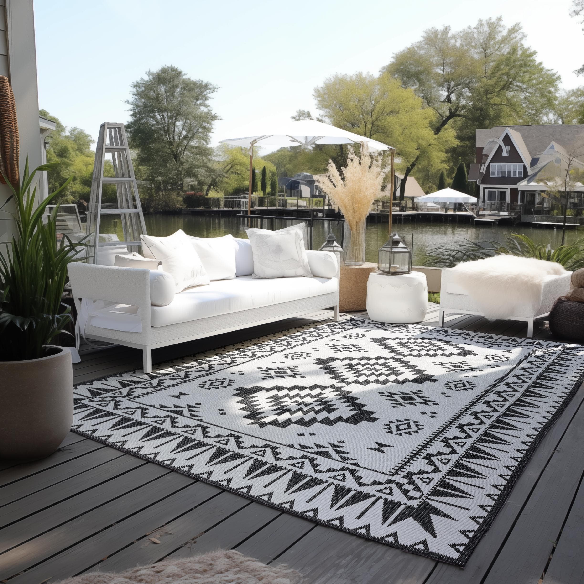 ELLE DECORATION Teppich Dynamic Wendeteppich Schwarz Modern In- & Outdoor