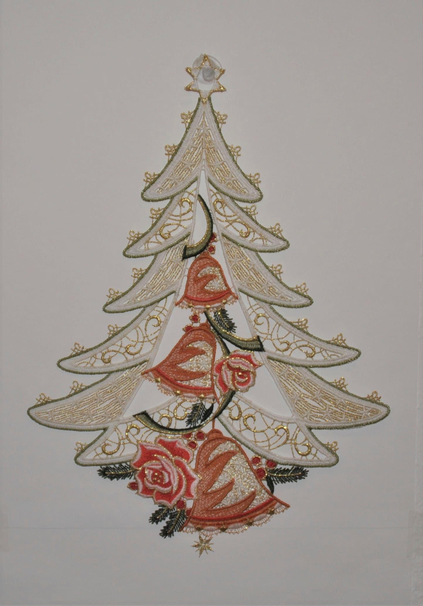 Fensterbild STICKEREIEN PLAUEN "Weihnachtsbaum" Bunt 26x34cm