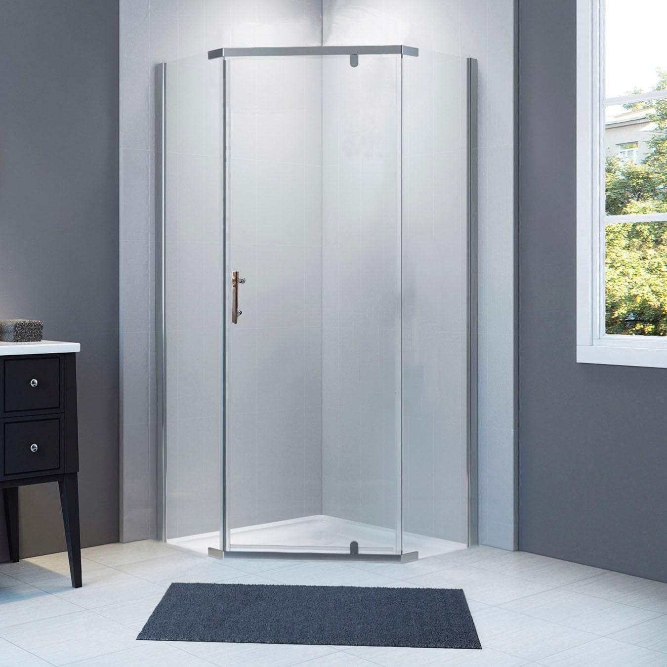 SANOTECHNIK Fünfeckduschkabine Chrom Sicherheitsglas 90x190cm