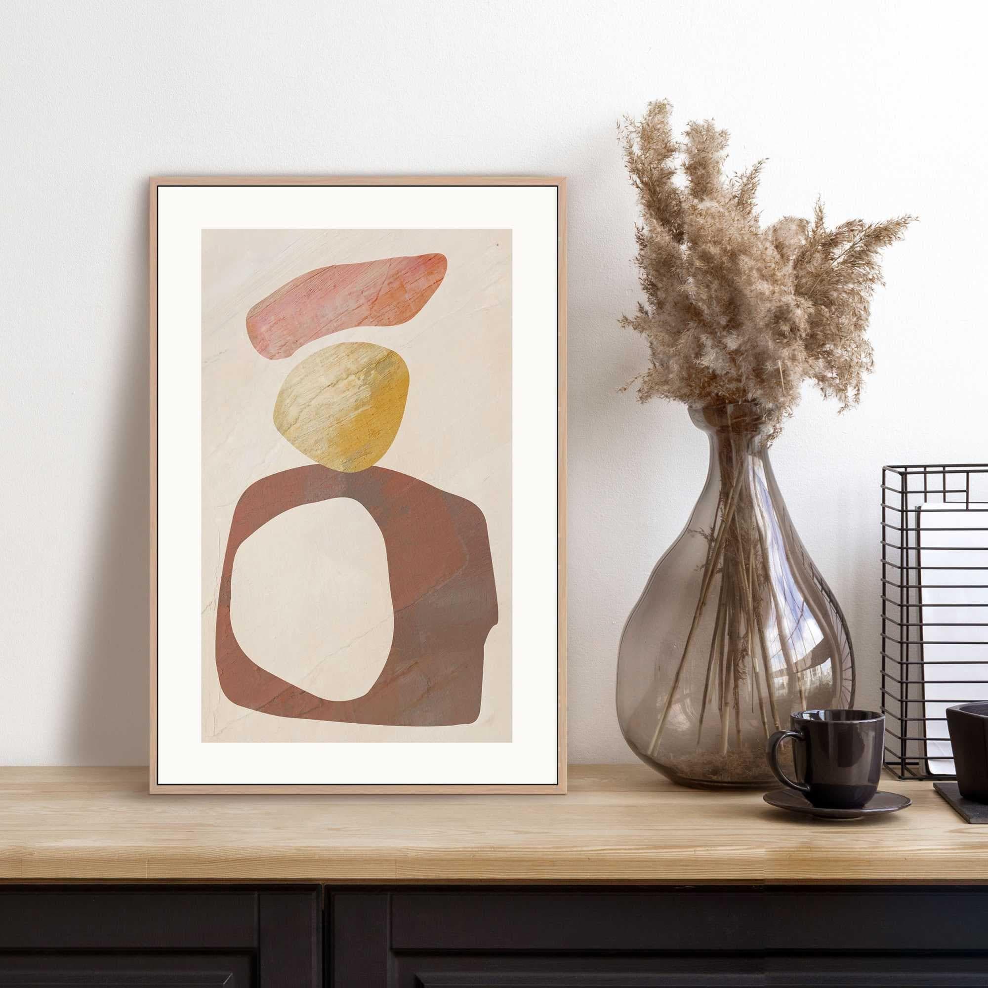 Bild mit Rahmen REINDERS Watercoloured Stones Braun