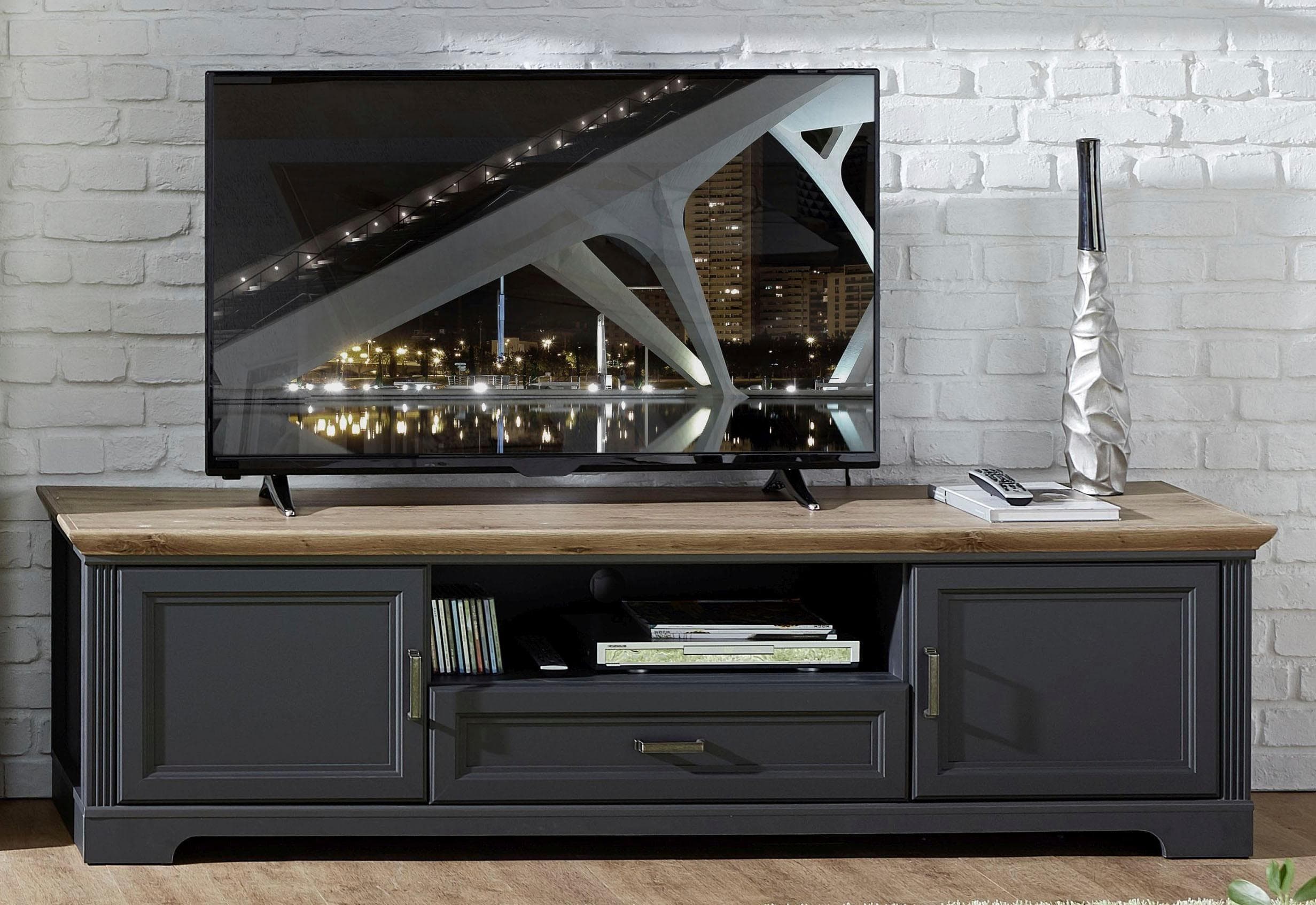 Innostyle Lowboard Jasmin Landhausstil Grau Eichefarben