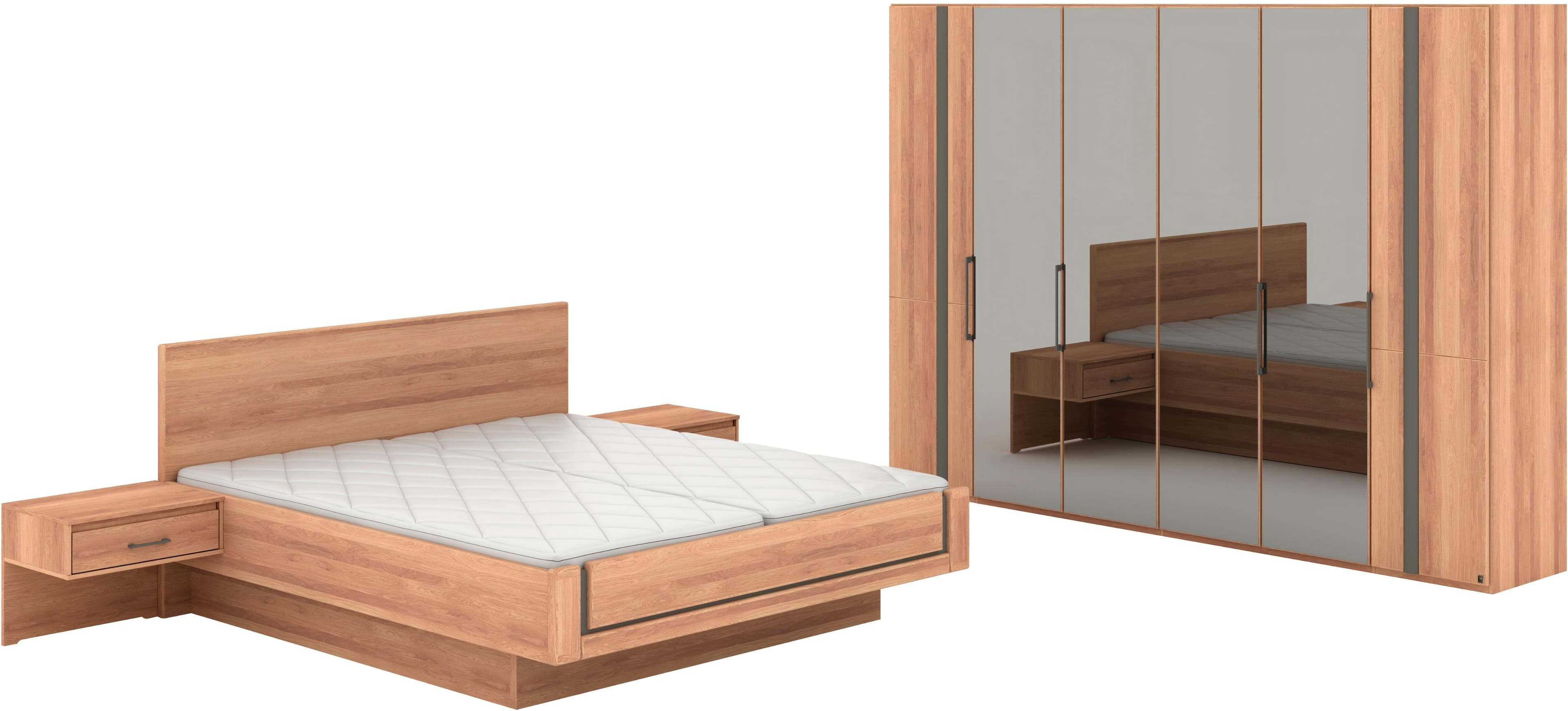 Musterring Sorrent Schlafzimmer-Set mit Schrank, Bett & Nachtschränken, Eiche teilmassiv