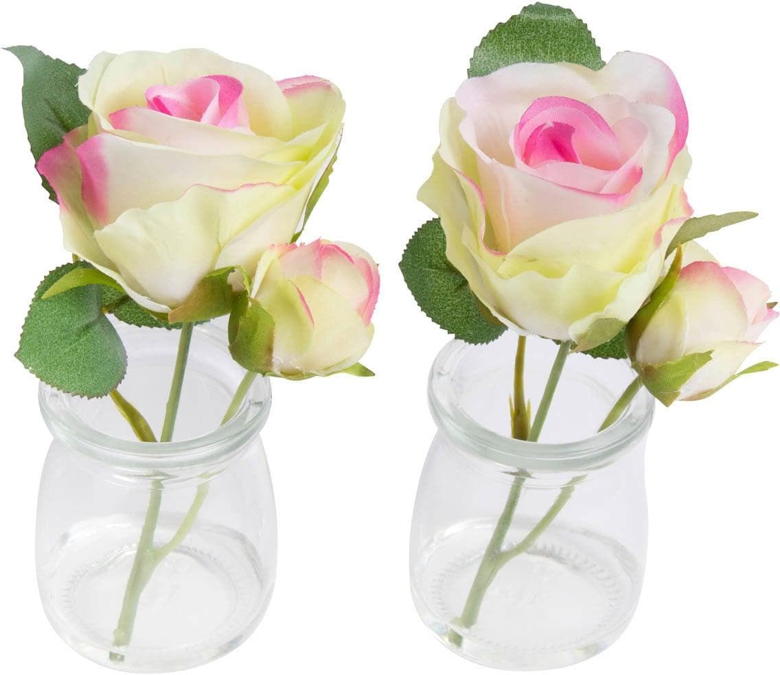 Kunstblume BOTANIC-HAUS Rose im Glas Beige