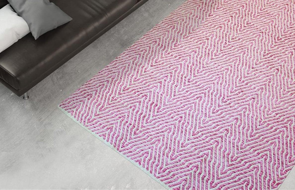 CALO-DELUXE Teppich Luba 433 Handgewebt Rosa Baumwolle